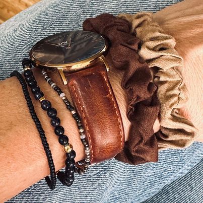Haargummis Scrunchie Braun - 2 Stk.