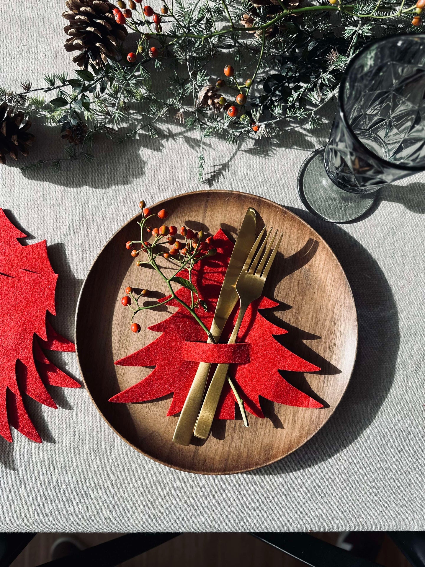 Weihnachtsbaum für Tischdekoration - Rot, 4 Stück
