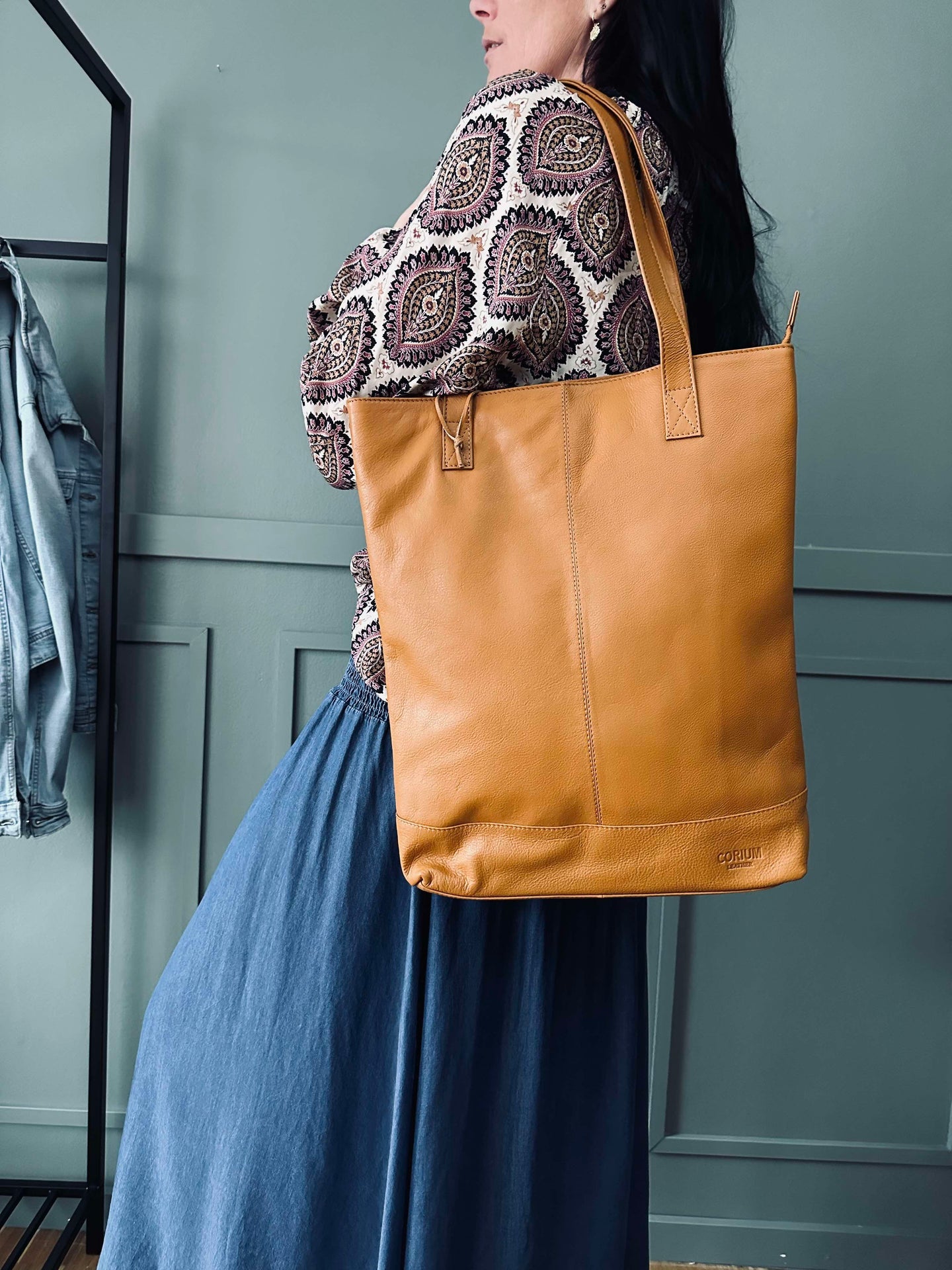 Shopper Marina aus weichem Leder - Cognac