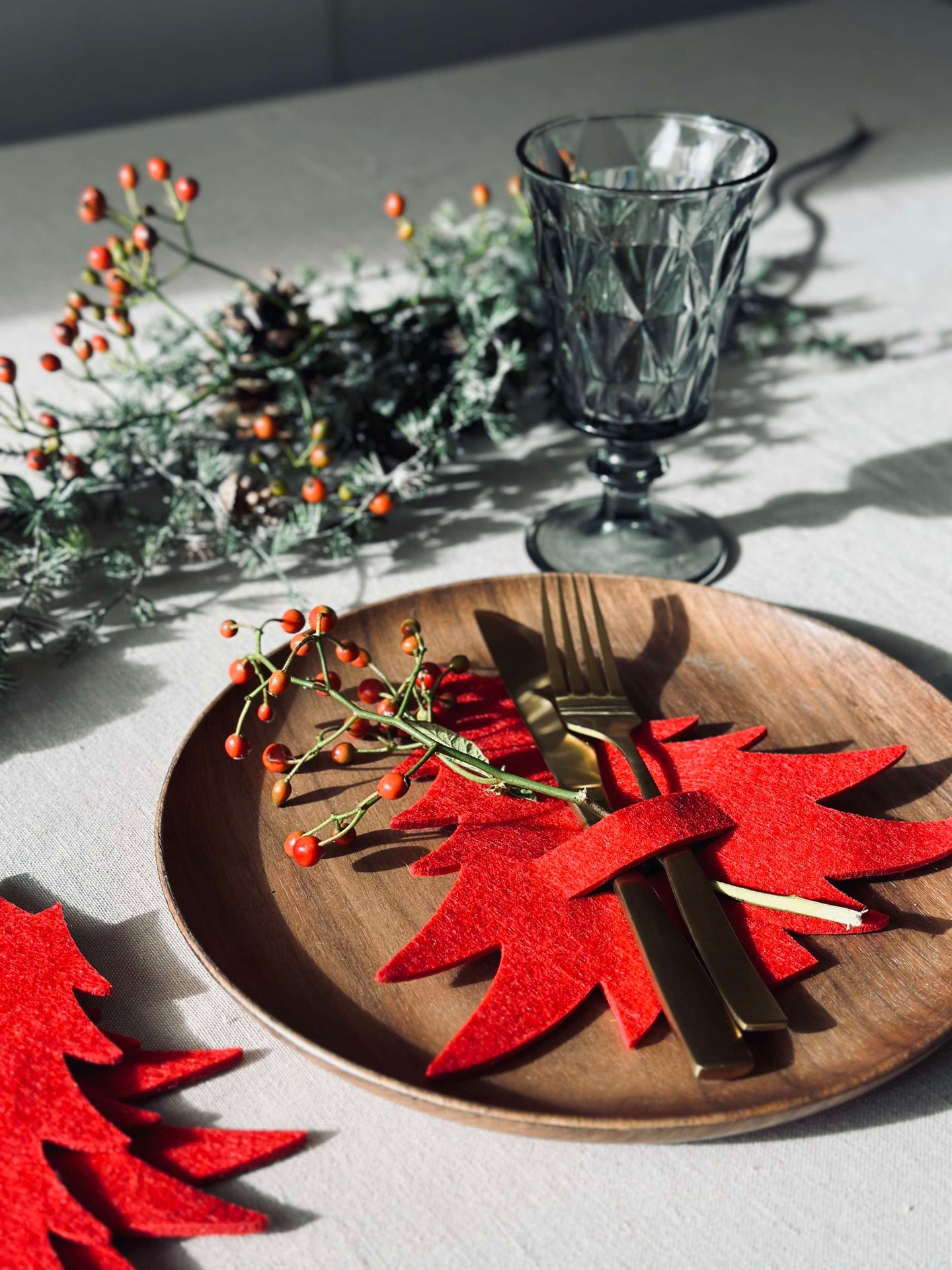Weihnachtsbaum für Tischdekoration - Rot, 4 Stück