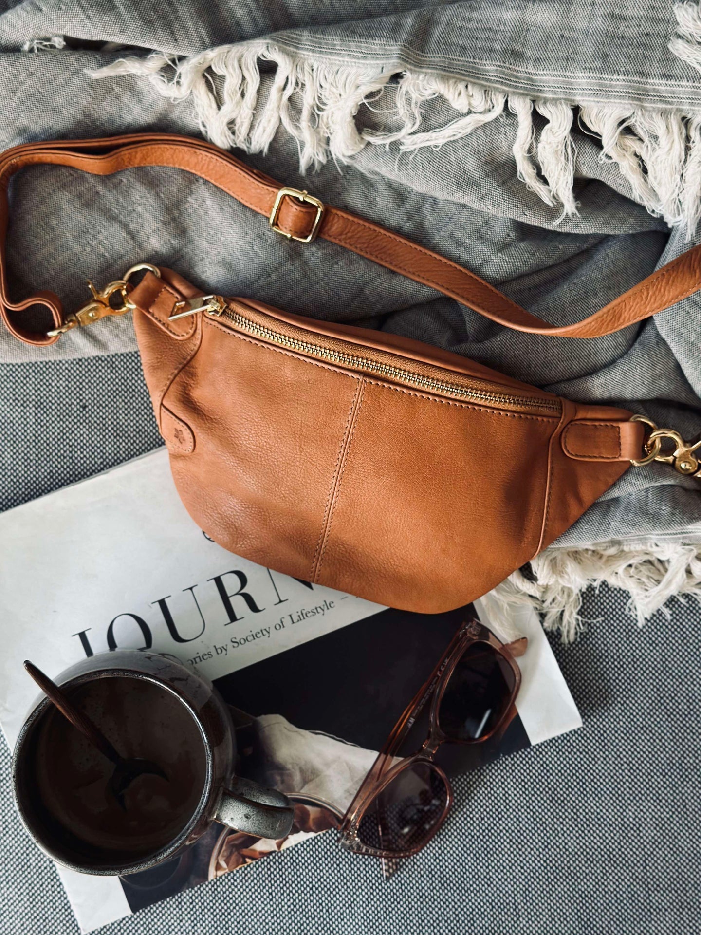 Gürteltasche Molly - Cognac / Gold