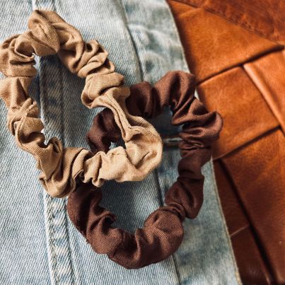 Haargummis Scrunchie Braun - 2 Stk.