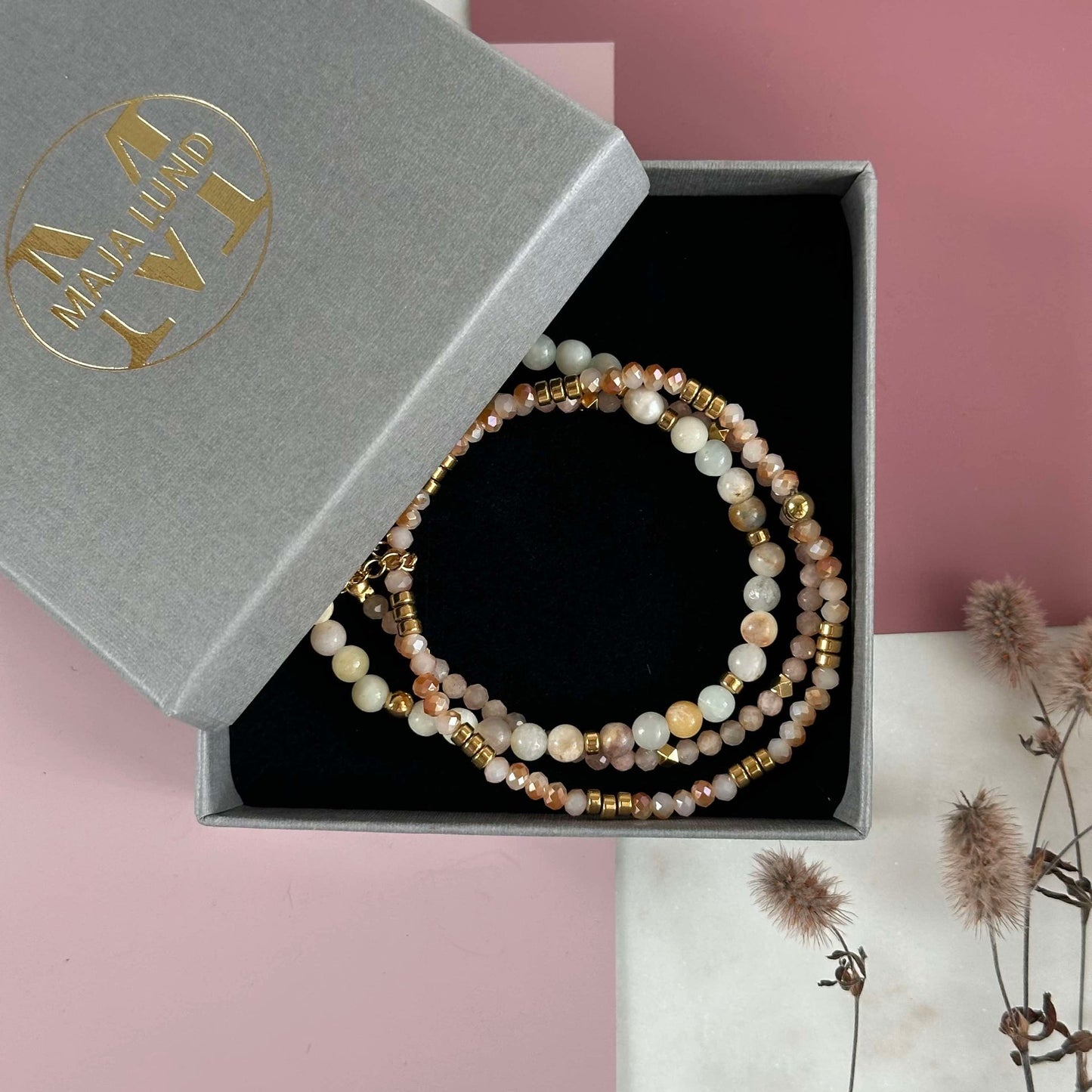 Armband Natur / Gold - Set mit 3 Armbändern