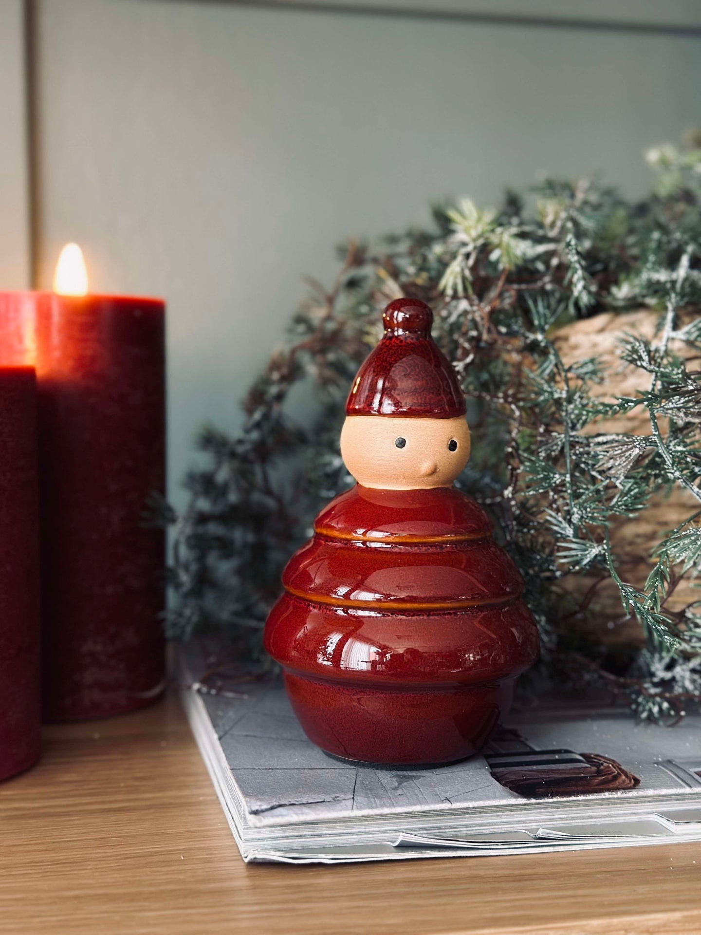 Weihnachtsmann Keramik - Rot
