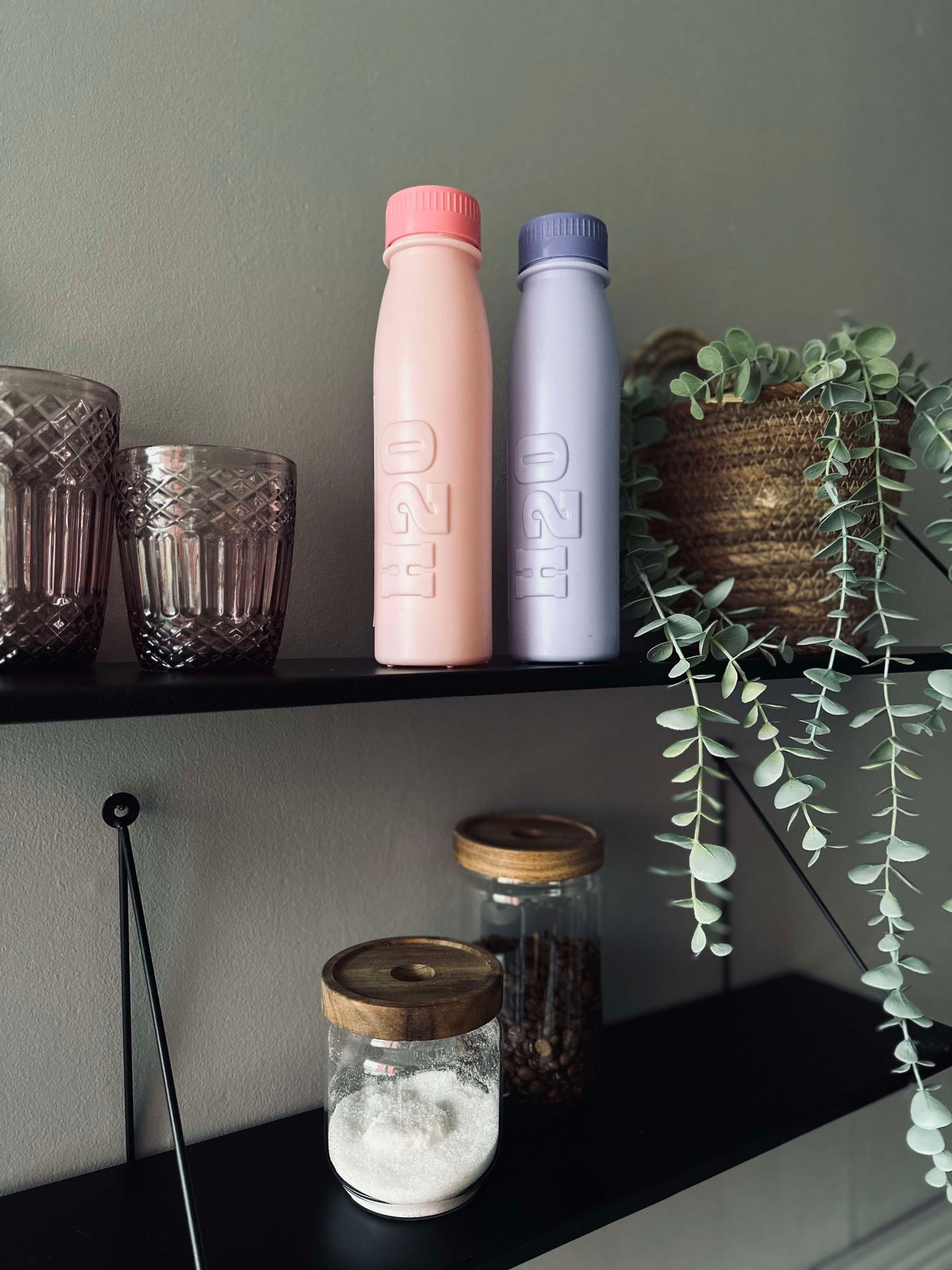 Trinkflasche H2O 500 ml - Rosa / Lila Mix