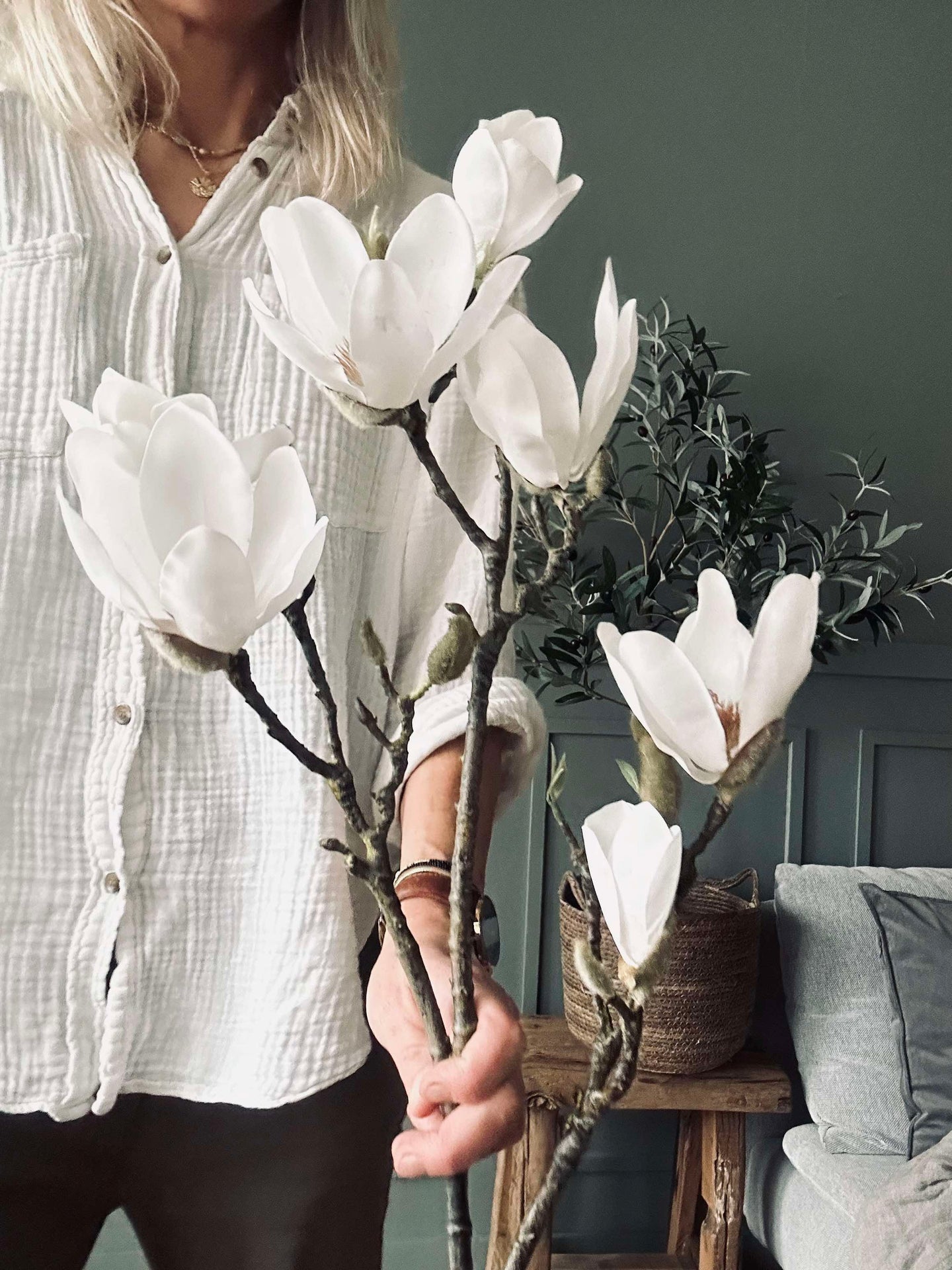 Magnolienblüte - Weiß 88 cm