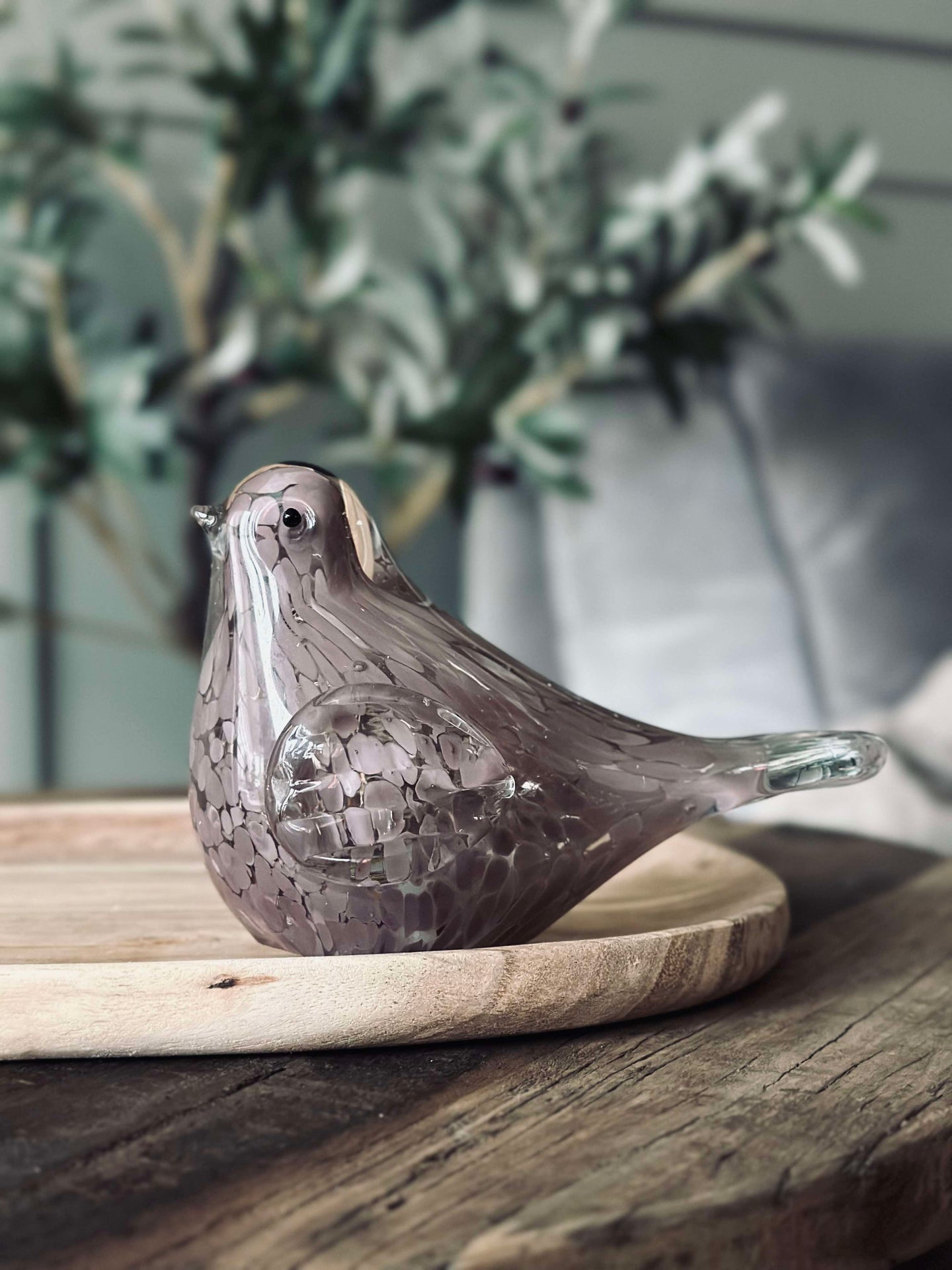 LED-Vogel aus mundgeblasenem Glas - Old Rose