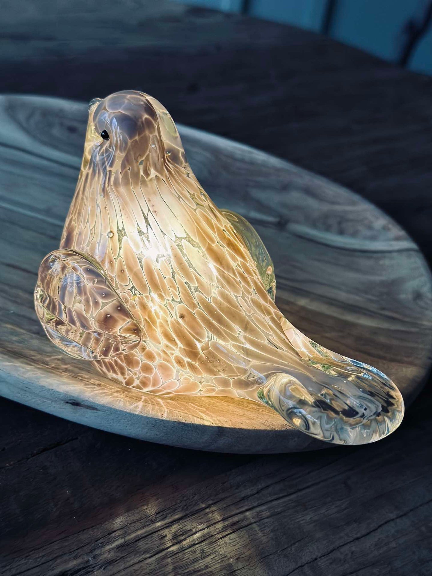 LED-Vogel aus mundgeblasenem Glas - Old Rose