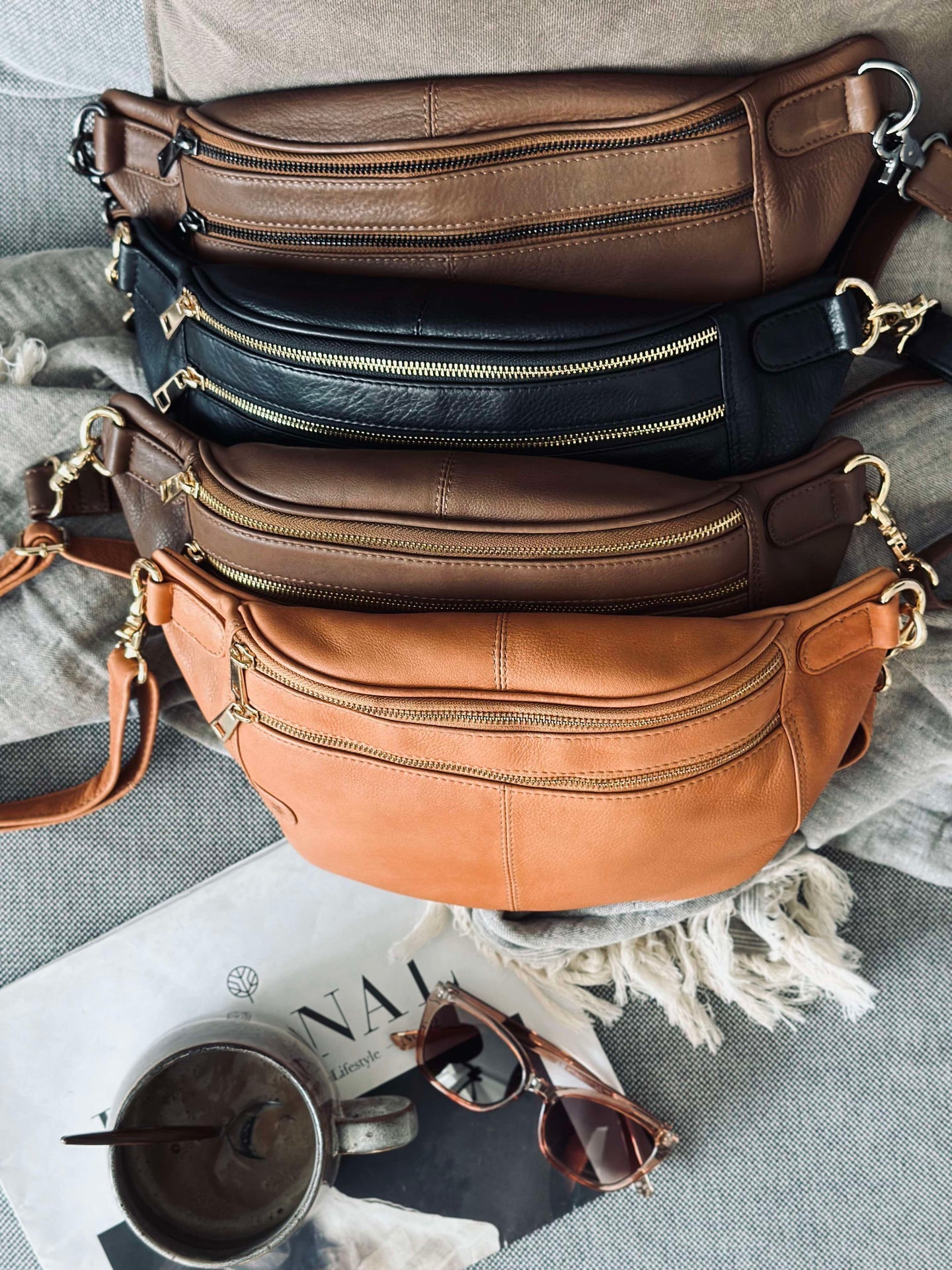 Bumbag Astrid - Cognac / Gold