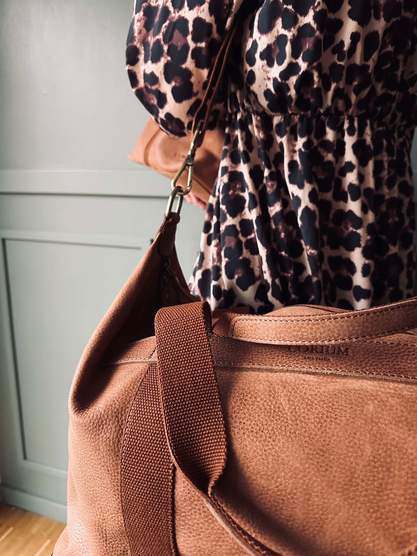 Geschenkset Weekender mit Kulturtasche - Cognac