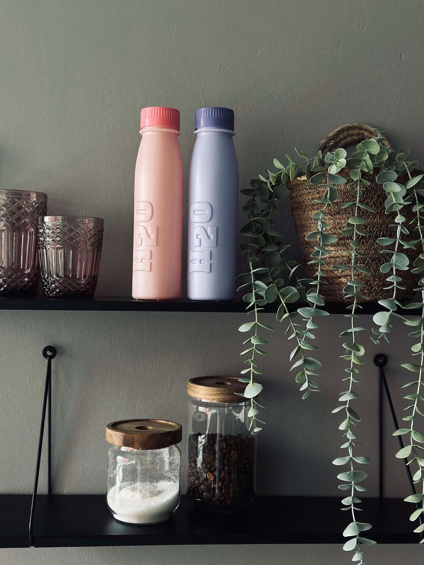 Trinkflasche H2O 500 ml - Rosa / Lila Mix
