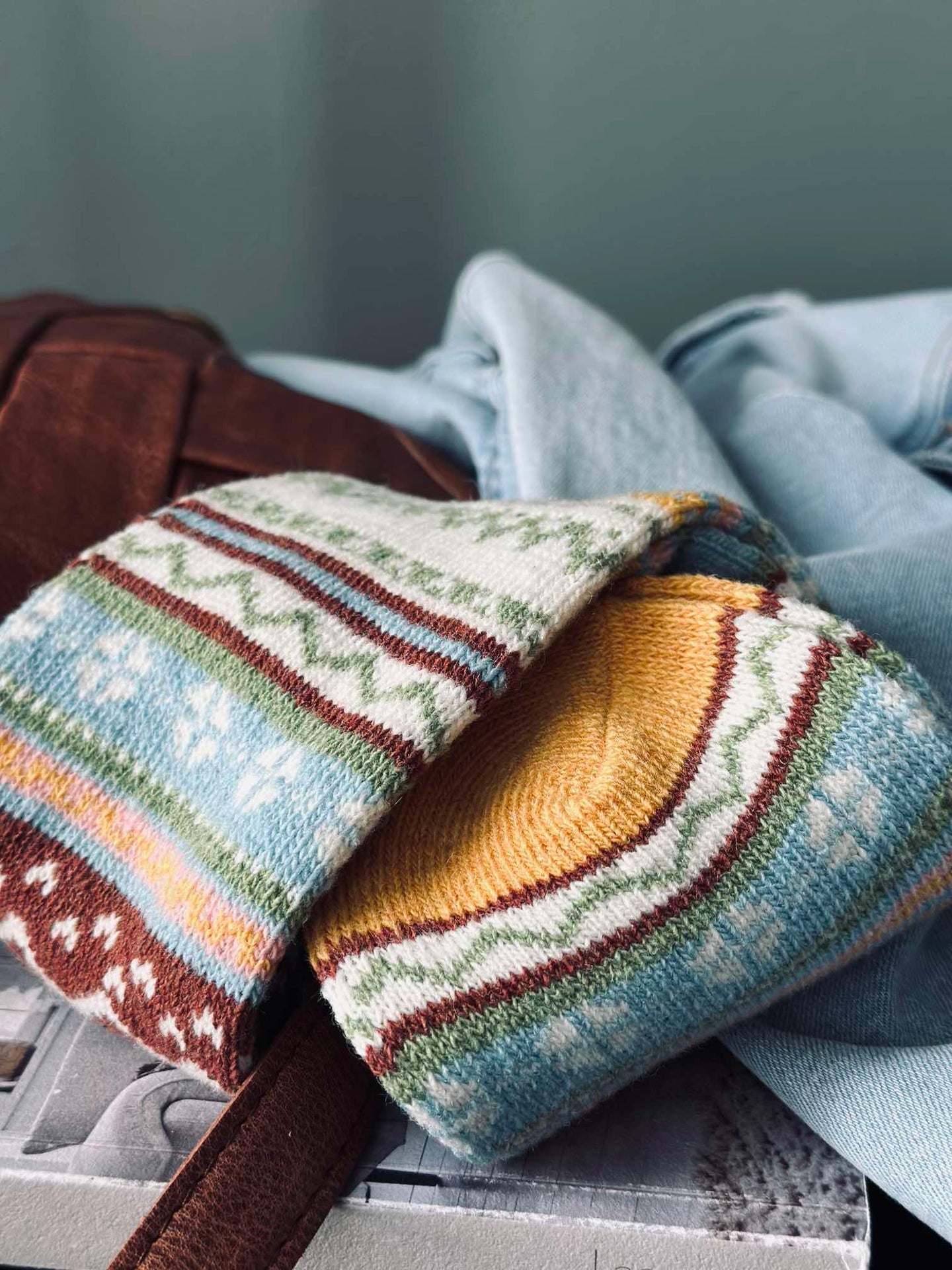 Socken in schönen Farben - Blau / Gelb-Mix