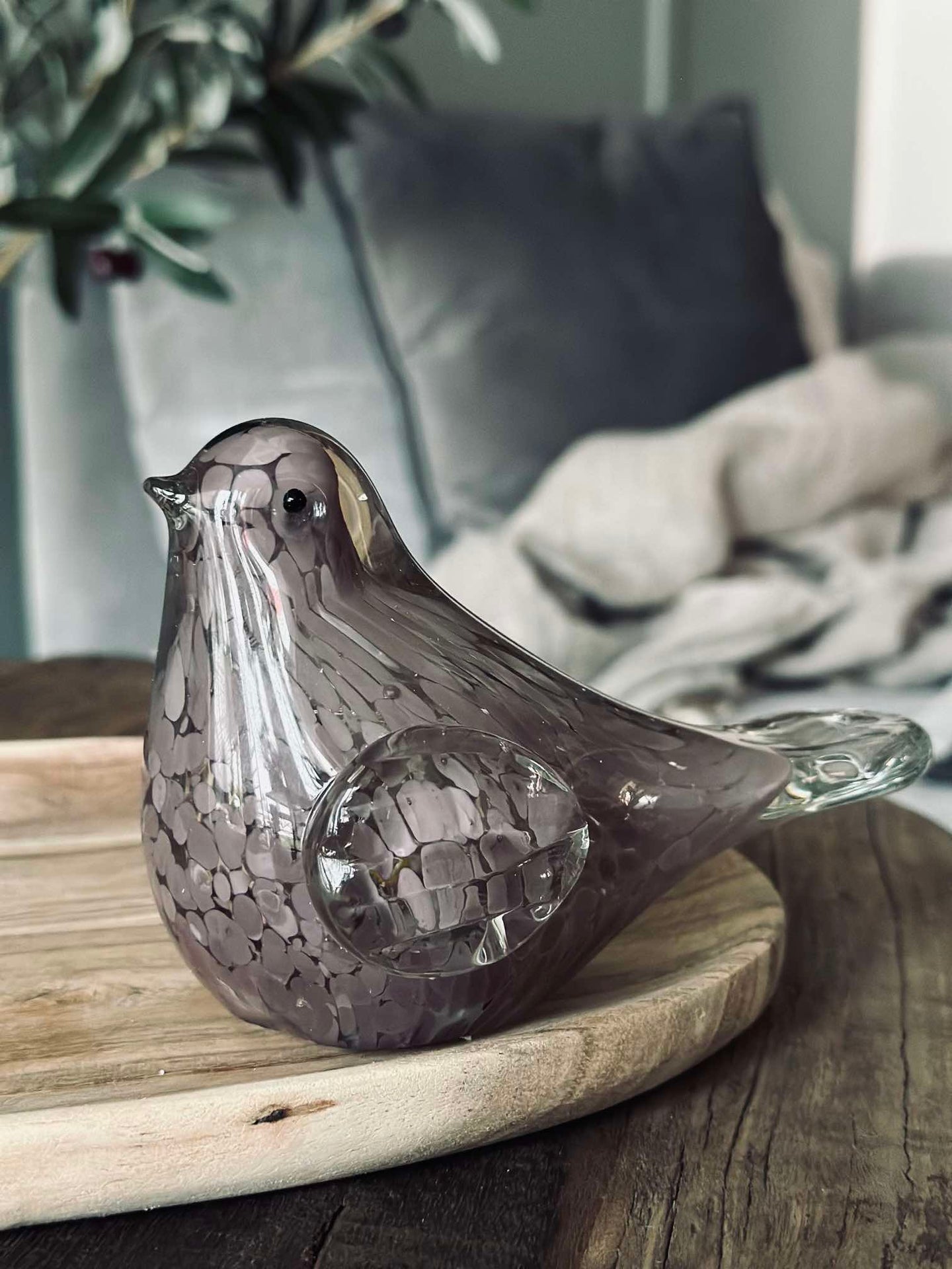 LED-Vogel aus mundgeblasenem Glas - Old Rose