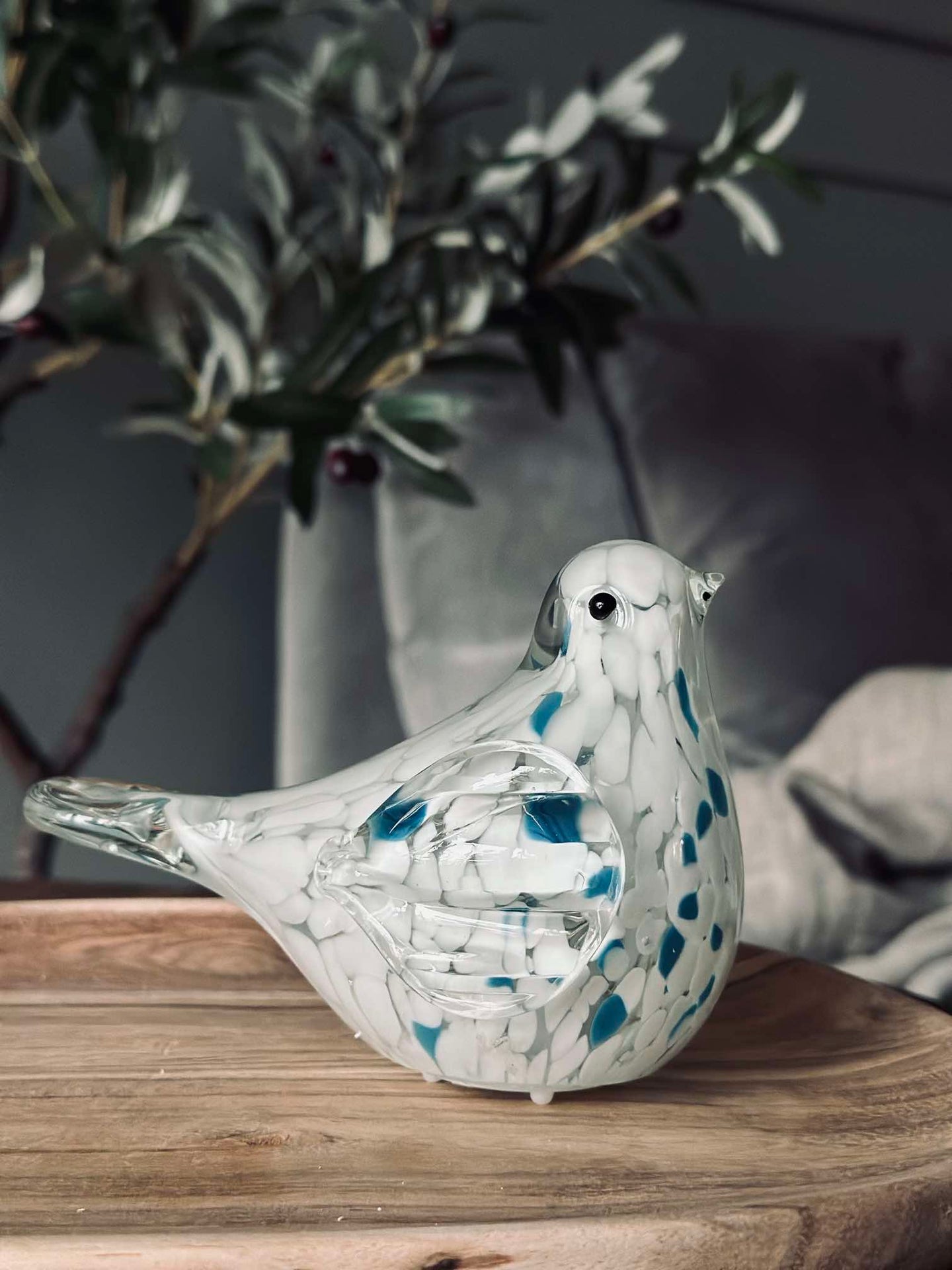LED-Vogel aus mundgeblasenem Glas - Weiß