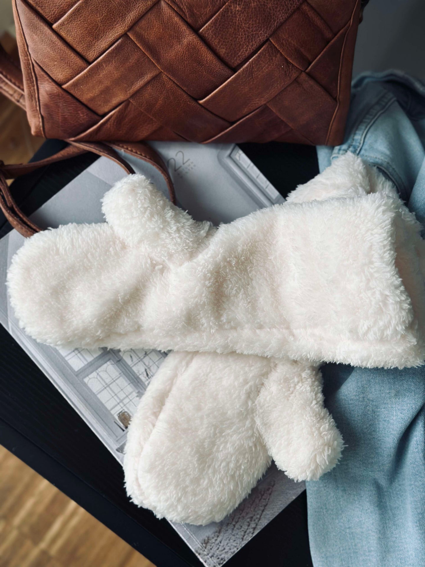 Fäustlinge - Weißes Fleece
