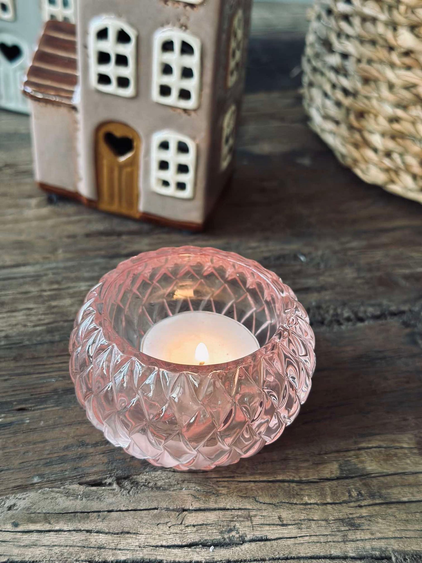 Teelichthalter für Teelichter Diamond - Light Pink