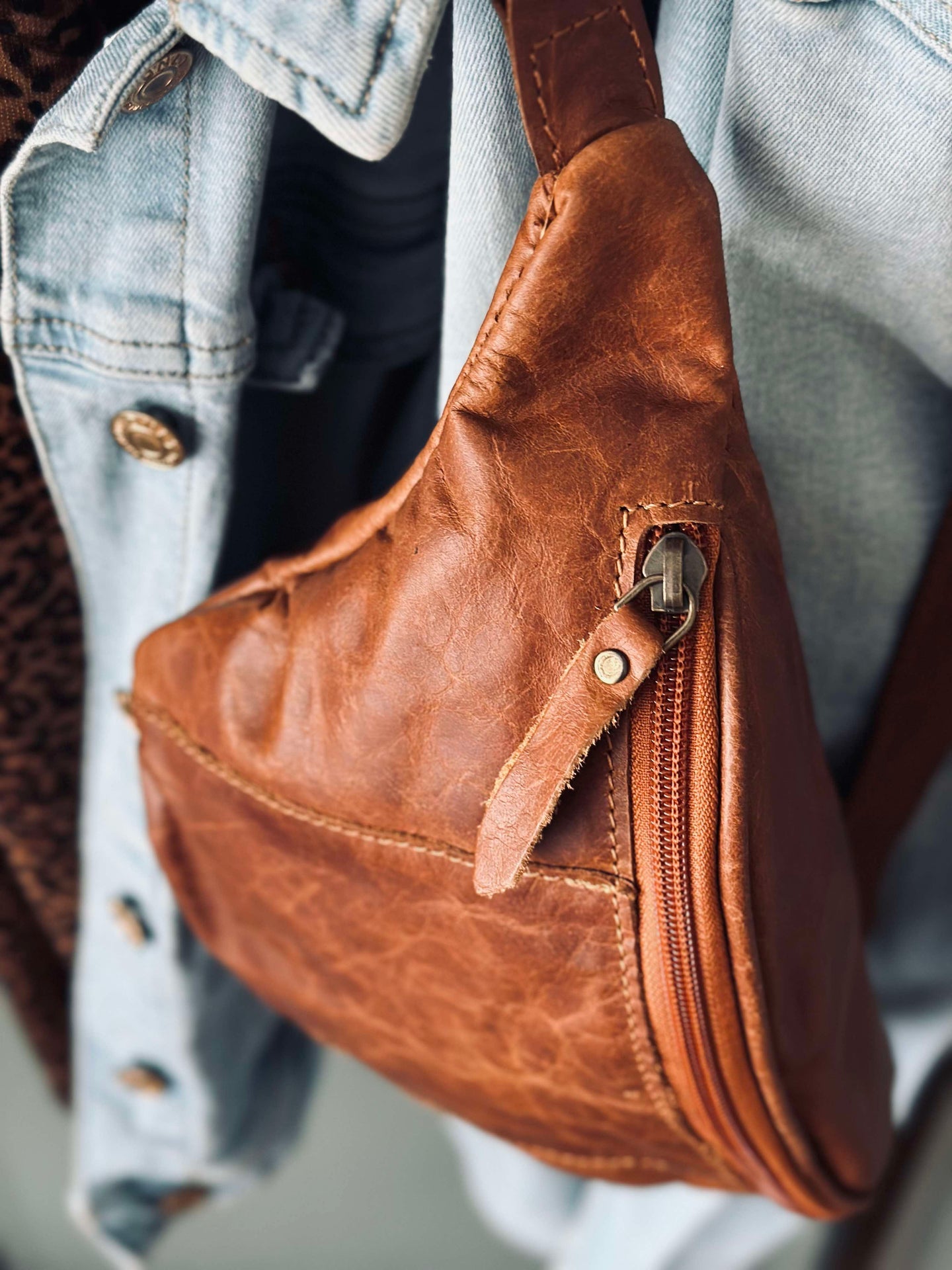 Bauchtasche Oline Cognac Büffelleder