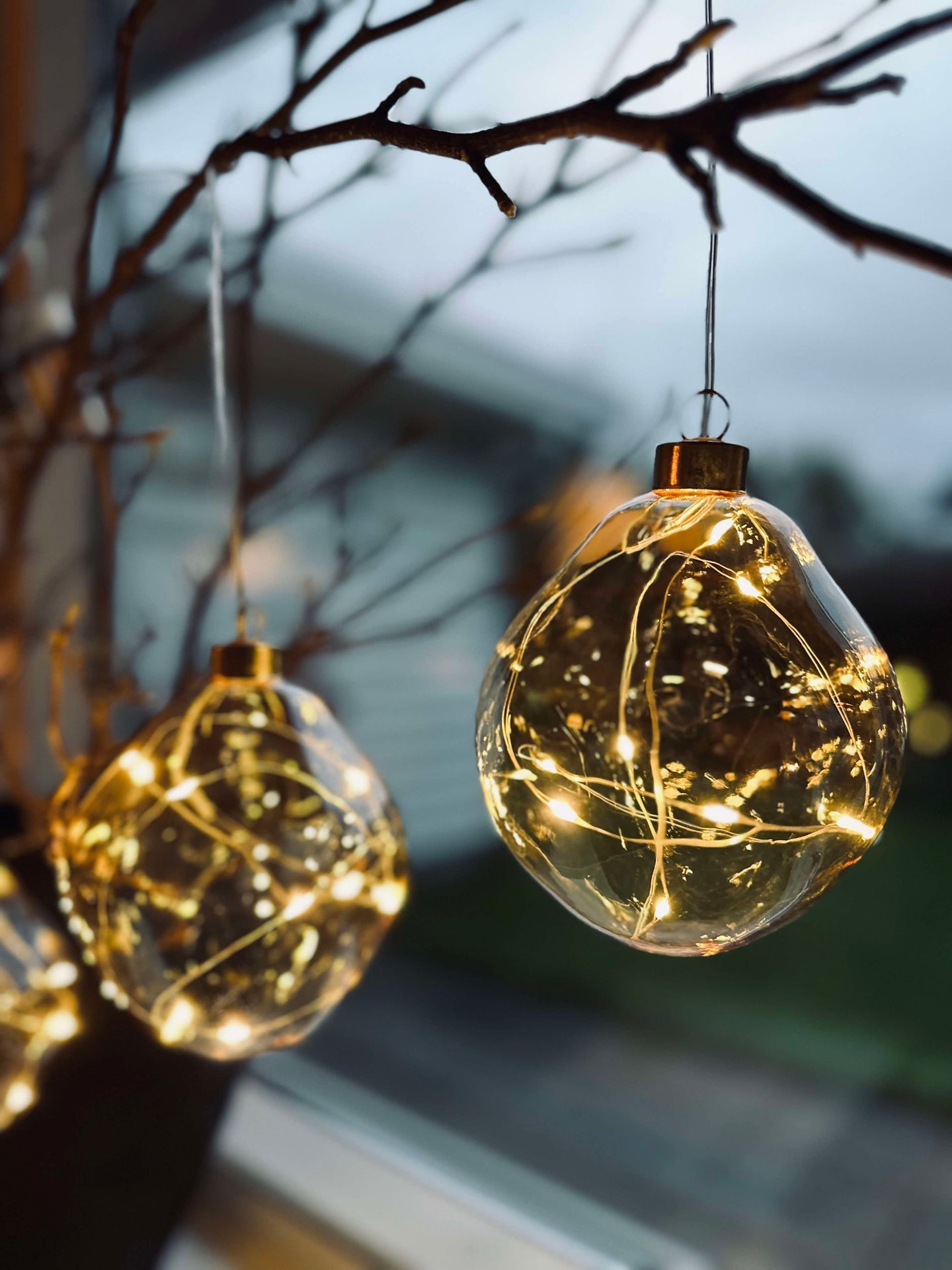 LED-Lichtkugeln Golden - Set mit 3 Stk
