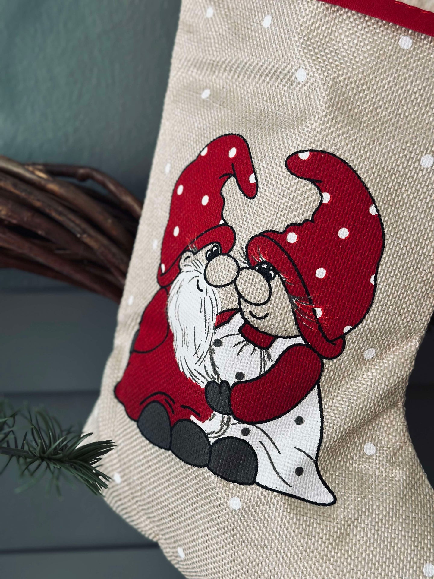 Weihnachtssocke mit Wichteln