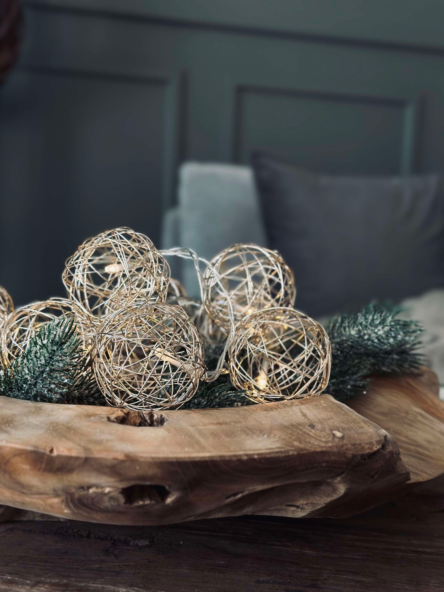 Lichterkette Gold - 10 LED-Kugeln