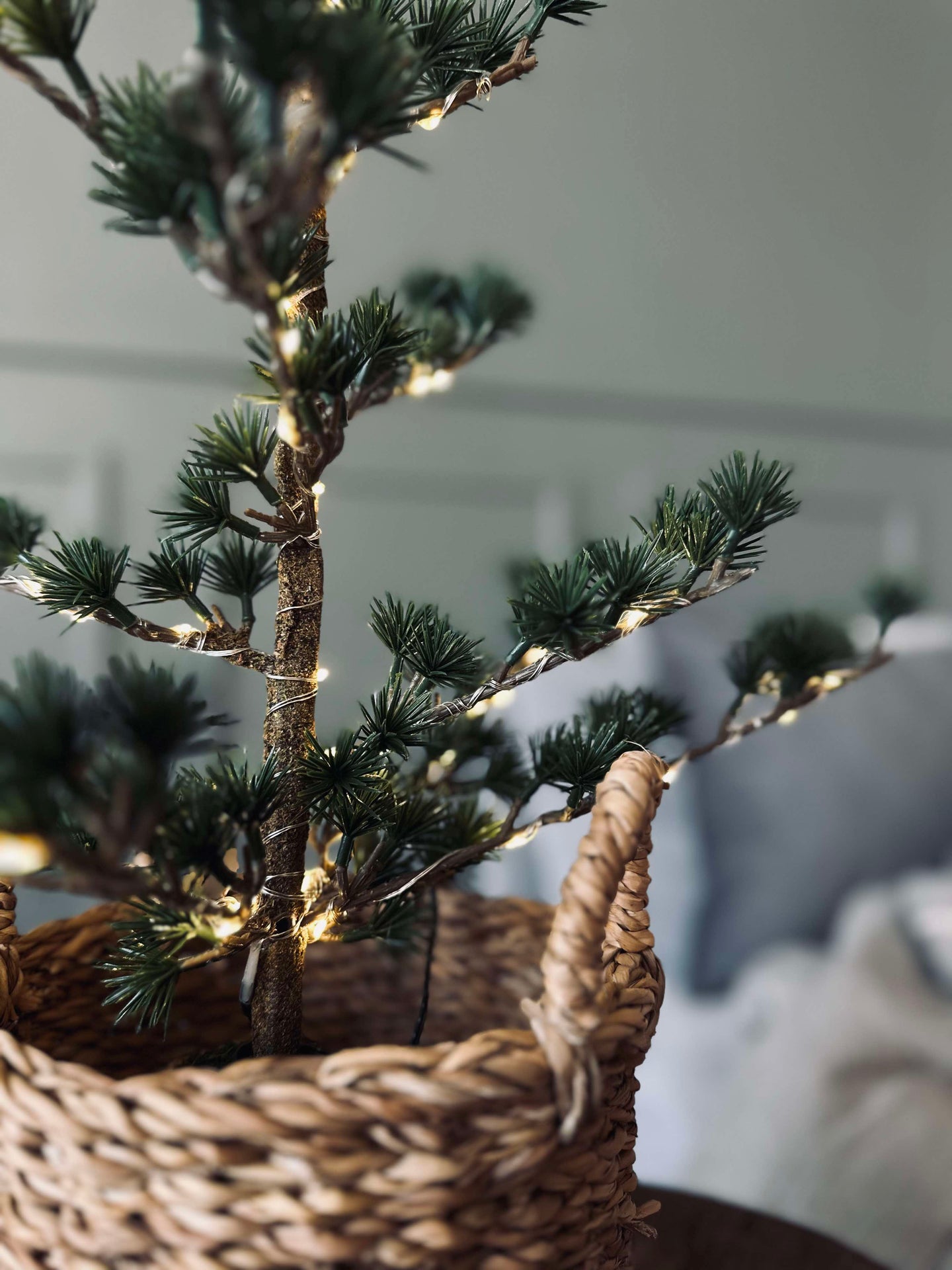 Zederbaum mit Lichterkette 65 cm - Ohne Schnee