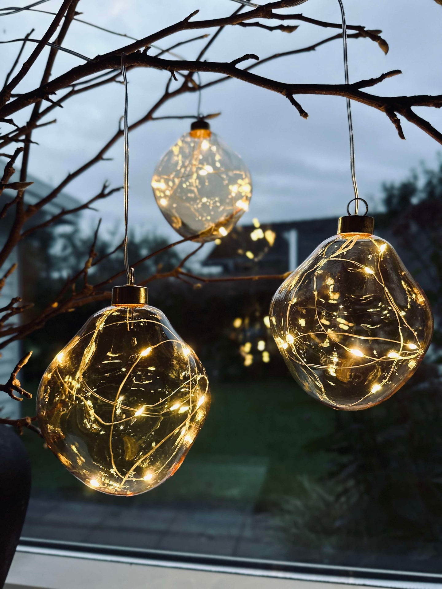 LED-Lichtkugeln Golden - Set mit 3 Stk