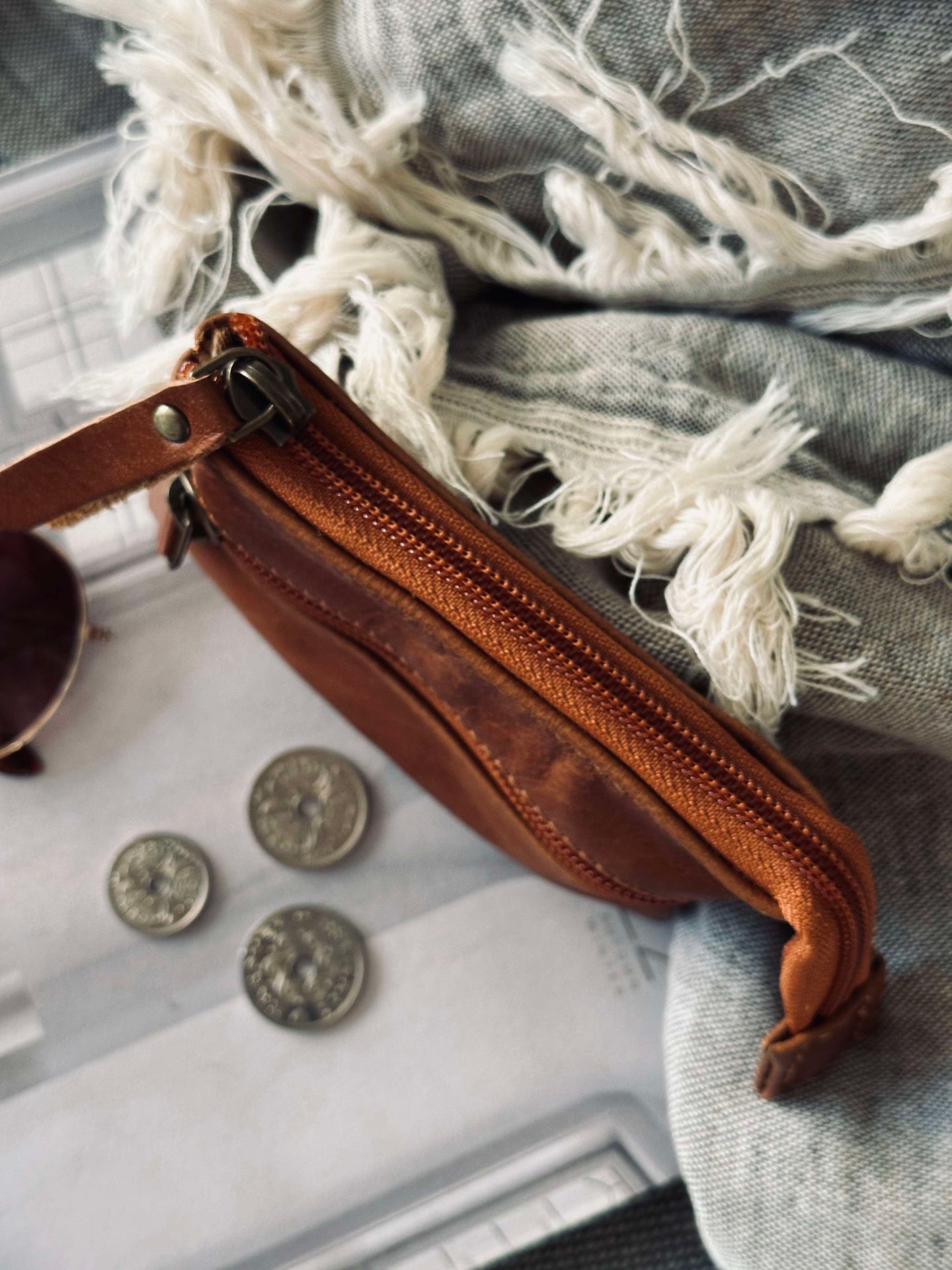 Geldbörse Cognac Büffelleder