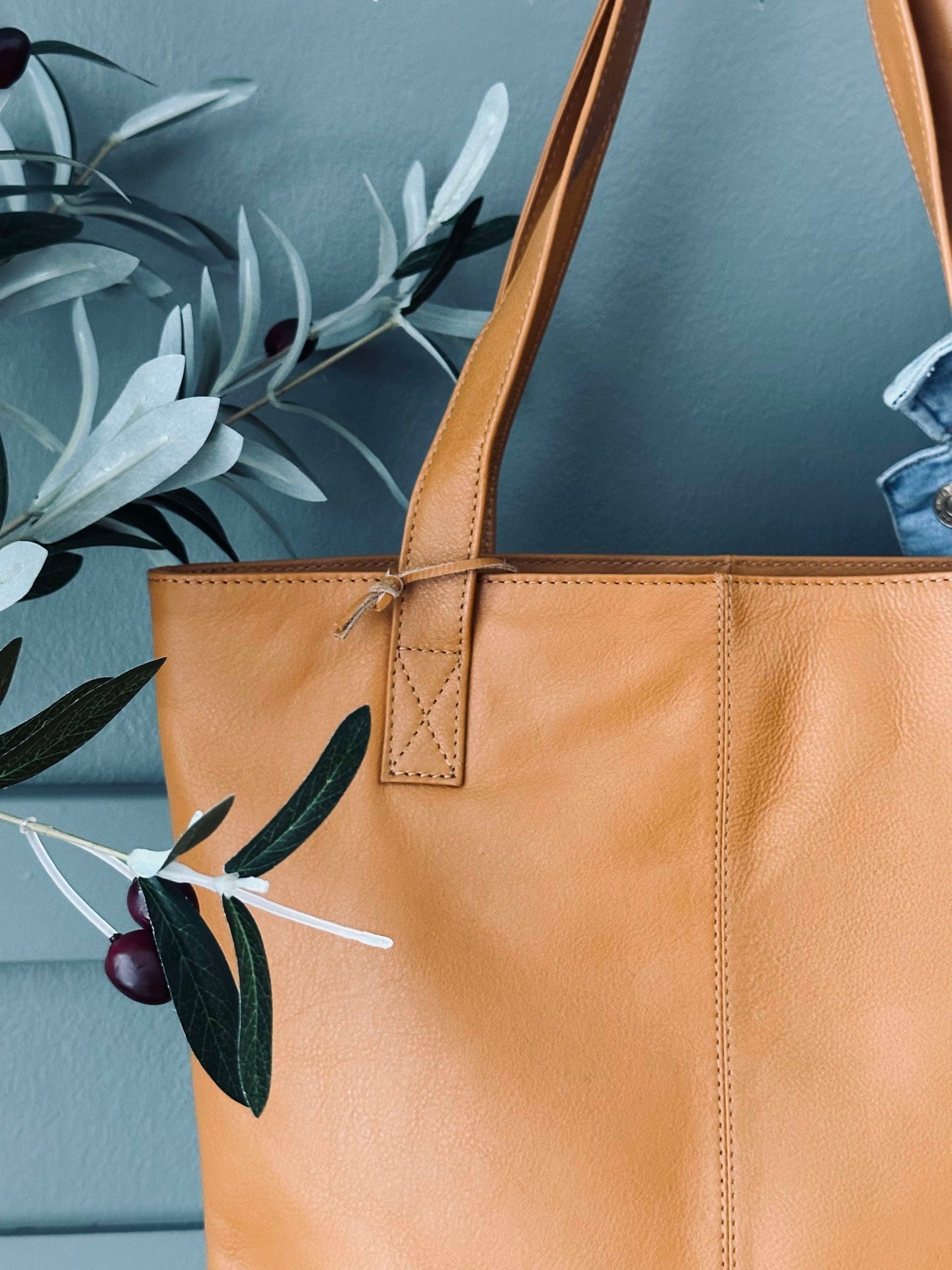 Shopper Marina aus weichem Leder - Cognac