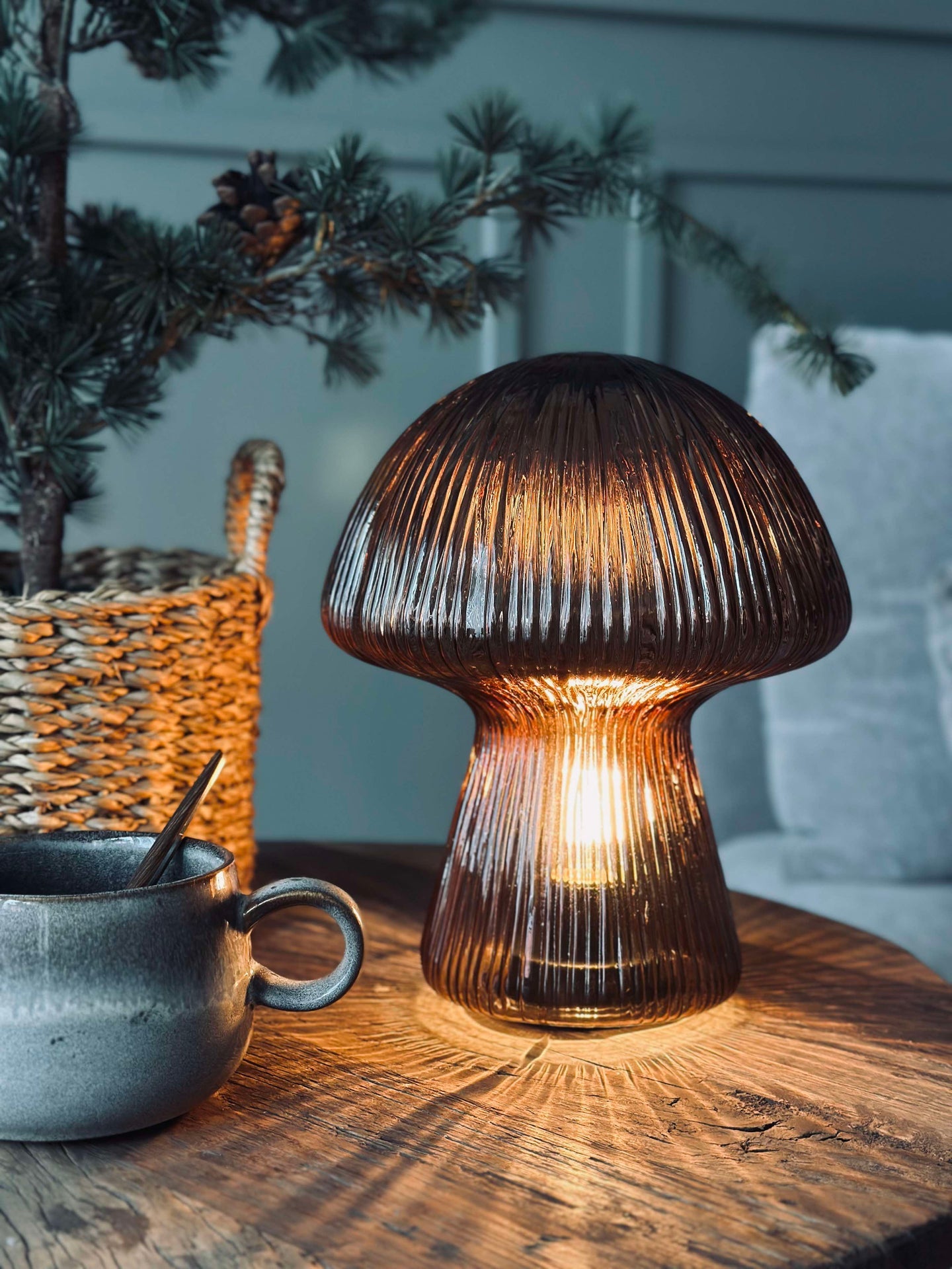 Mushroom mit Rillen 25cm - Braun