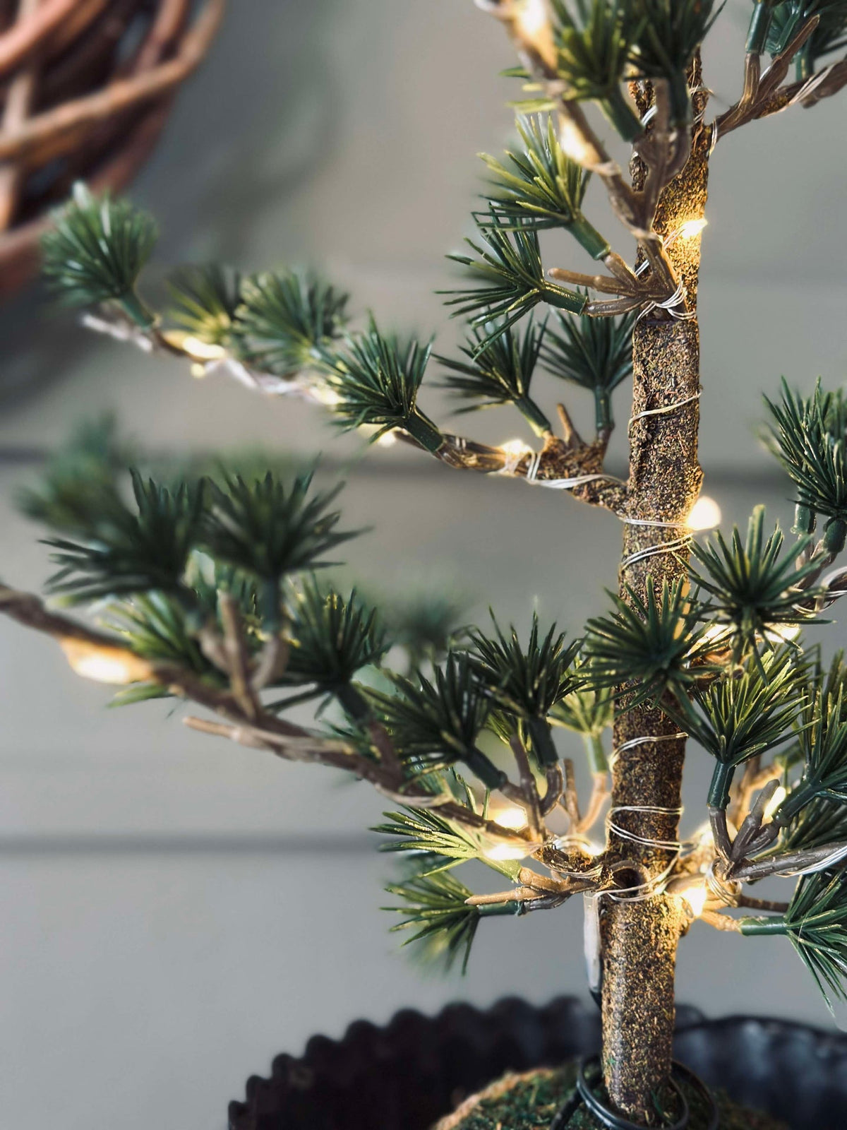 Zederbaum mit Lichterkette 65 cm - Ohne Schnee