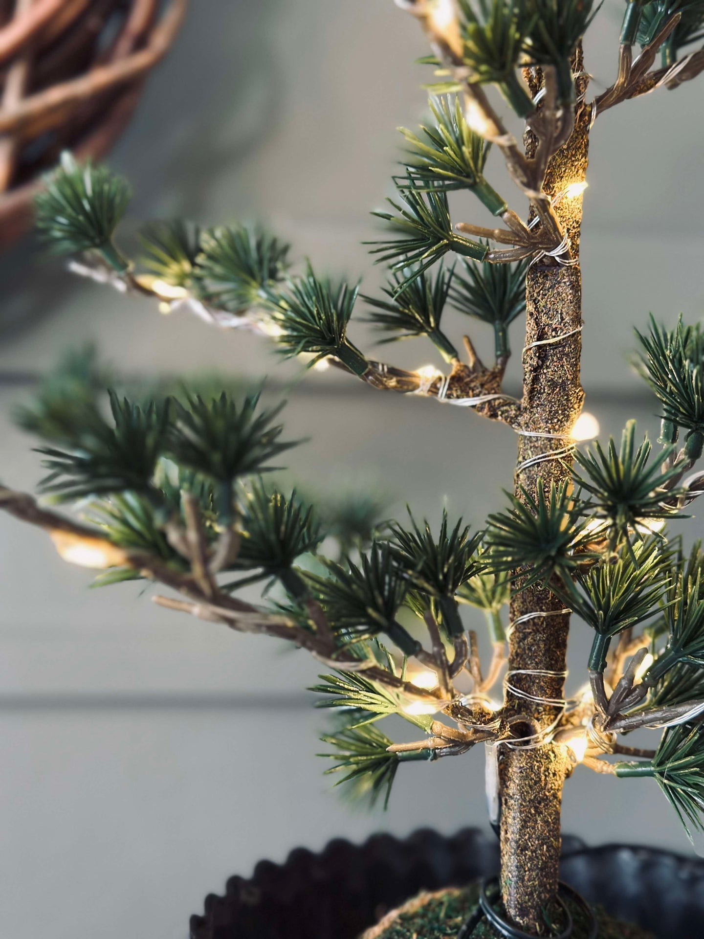 Zederbaum mit Lichterkette 65 cm - Ohne Schnee