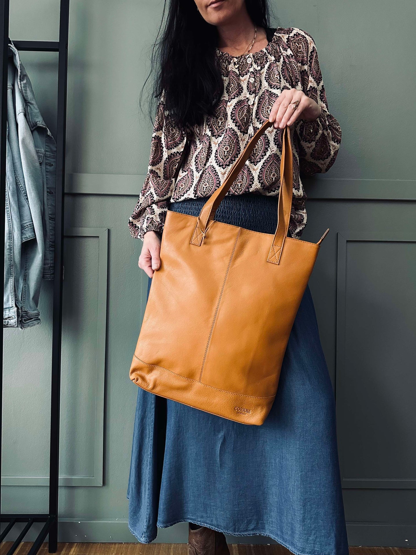 Shopper Marina aus weichem Leder - Cognac