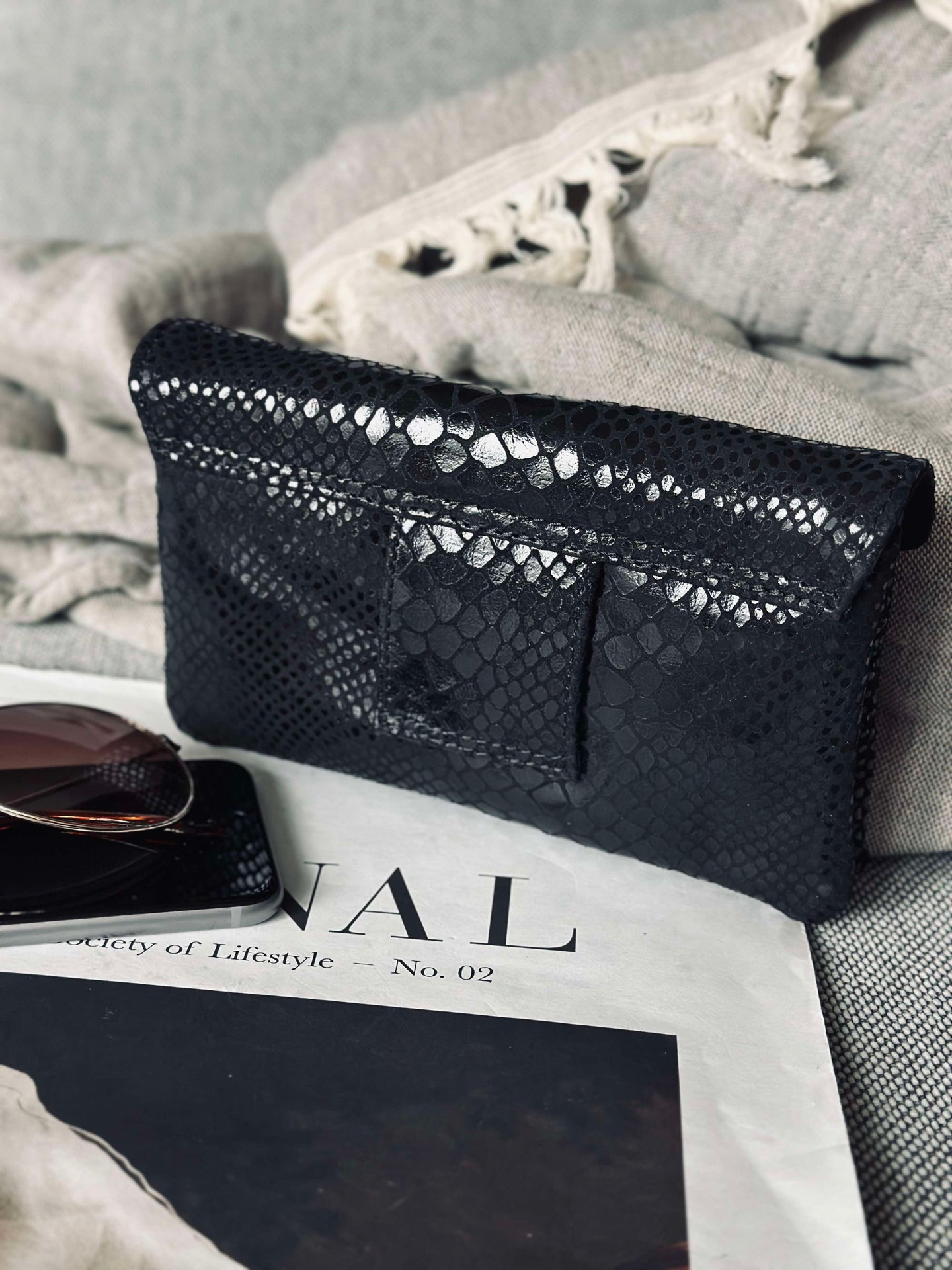 Geldbörse Aura Black Croco