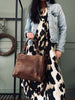 Arbeitstasche mit Nieten - Vintage Cognac