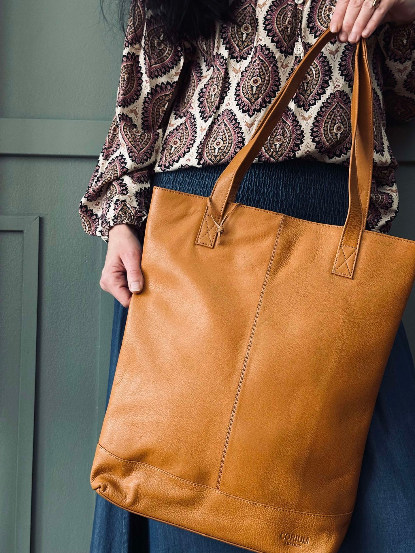 Shopper Marina aus weichem Leder - Cognac