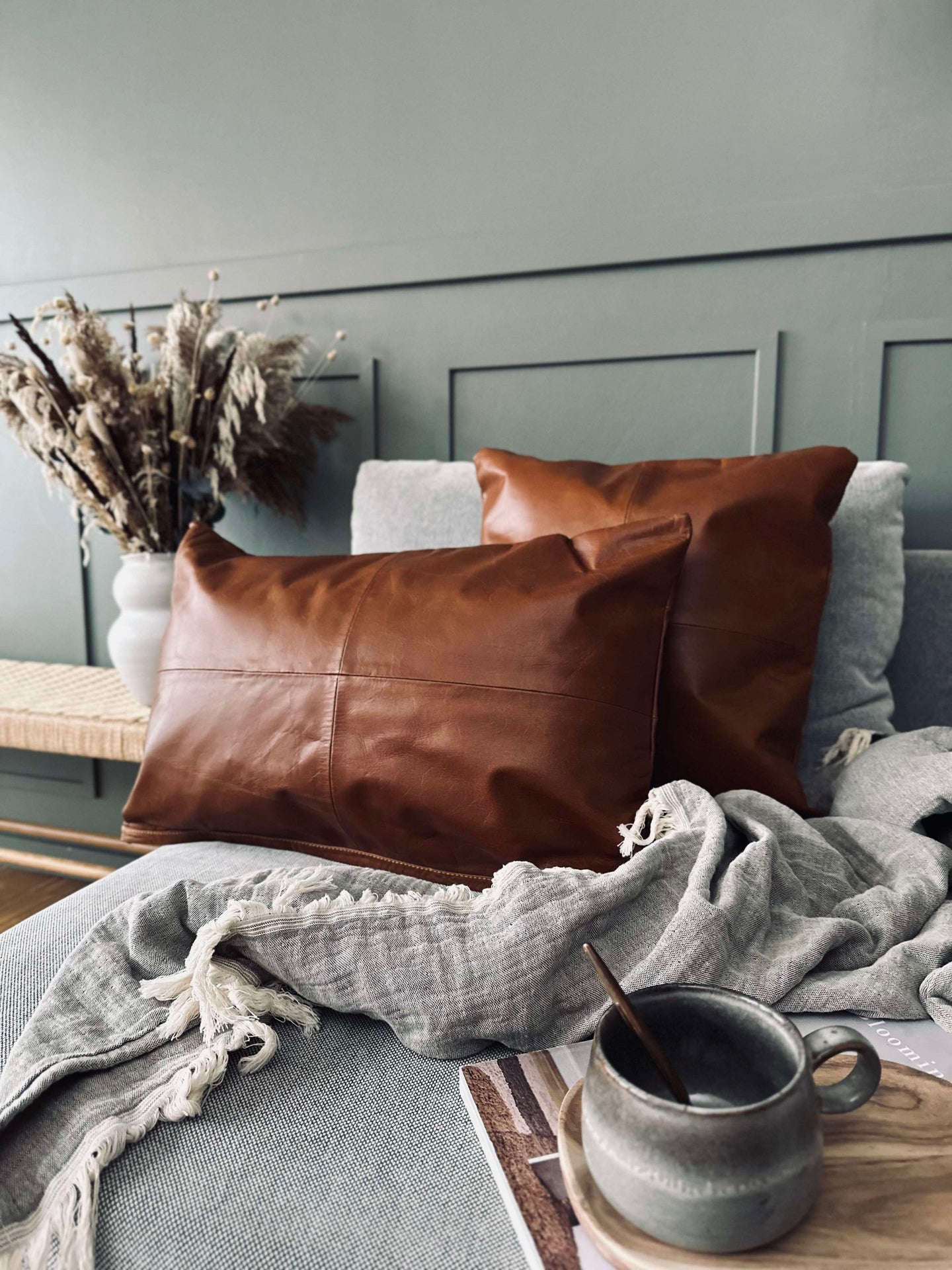 Kissenbezug Leder - Cognac 40x60