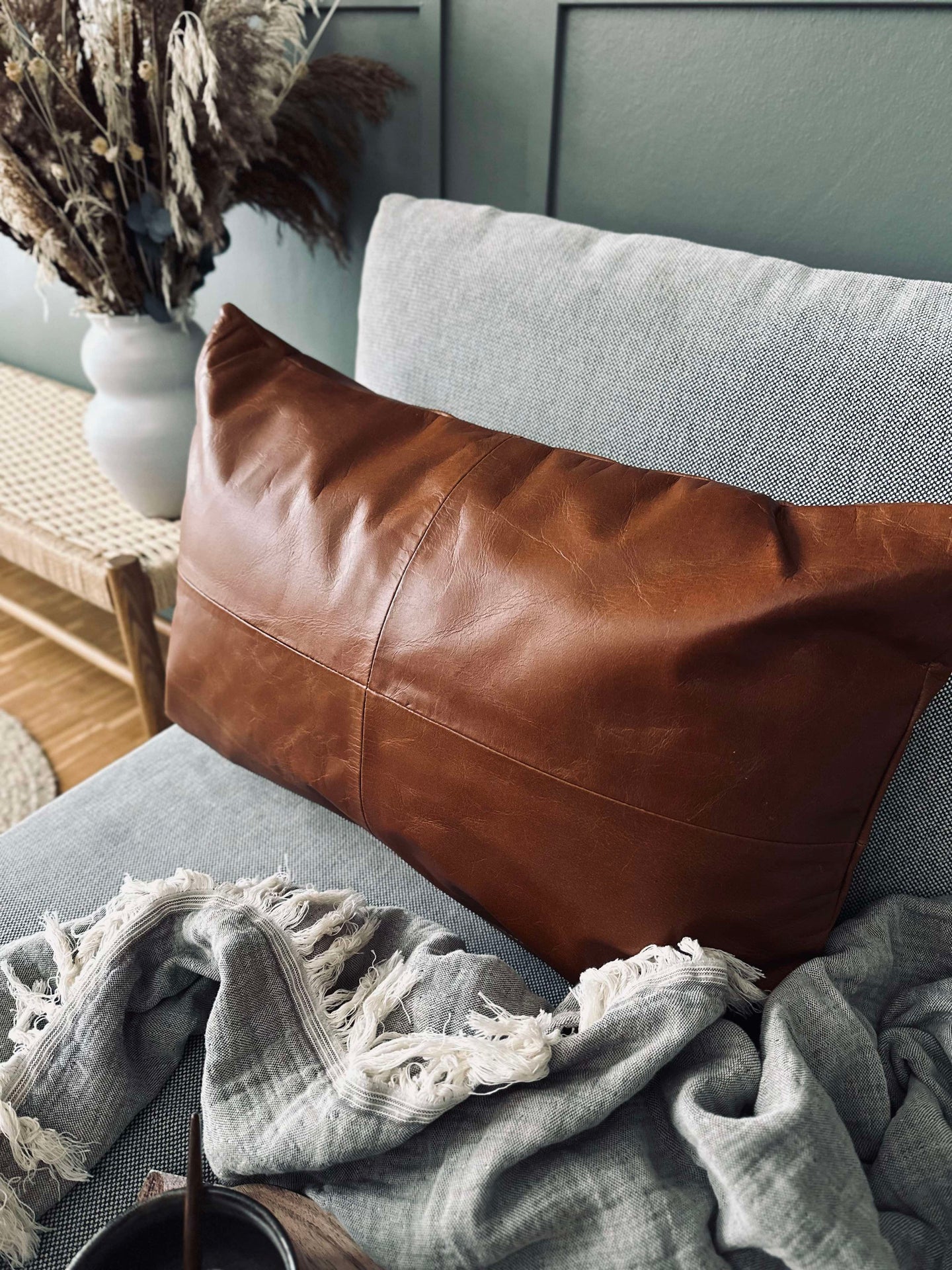 Kissenbezug Leder - Cognac 40x60