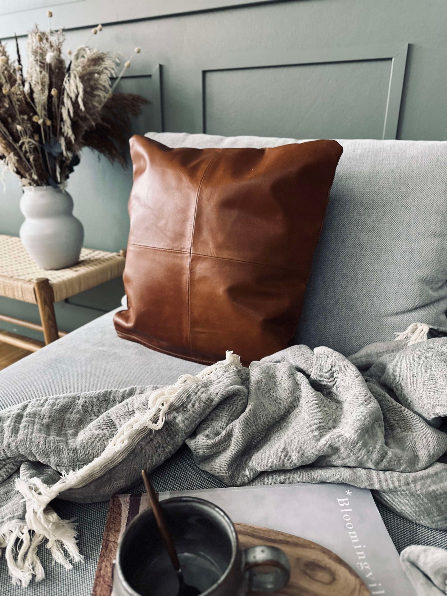 Kissenbezug Leder - Cognac 45x45