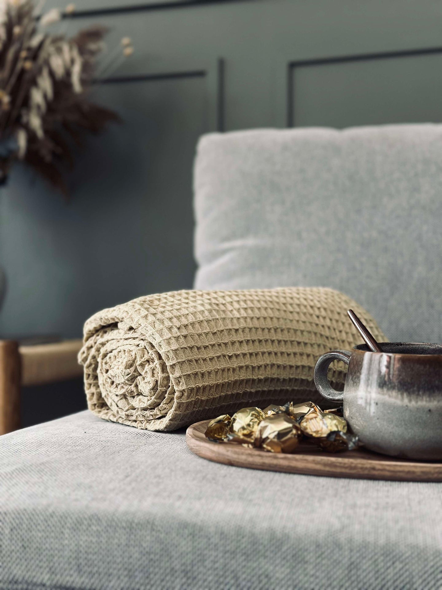 Plaid Stone-washed Waffelgewebte Baumwolle - Gelb