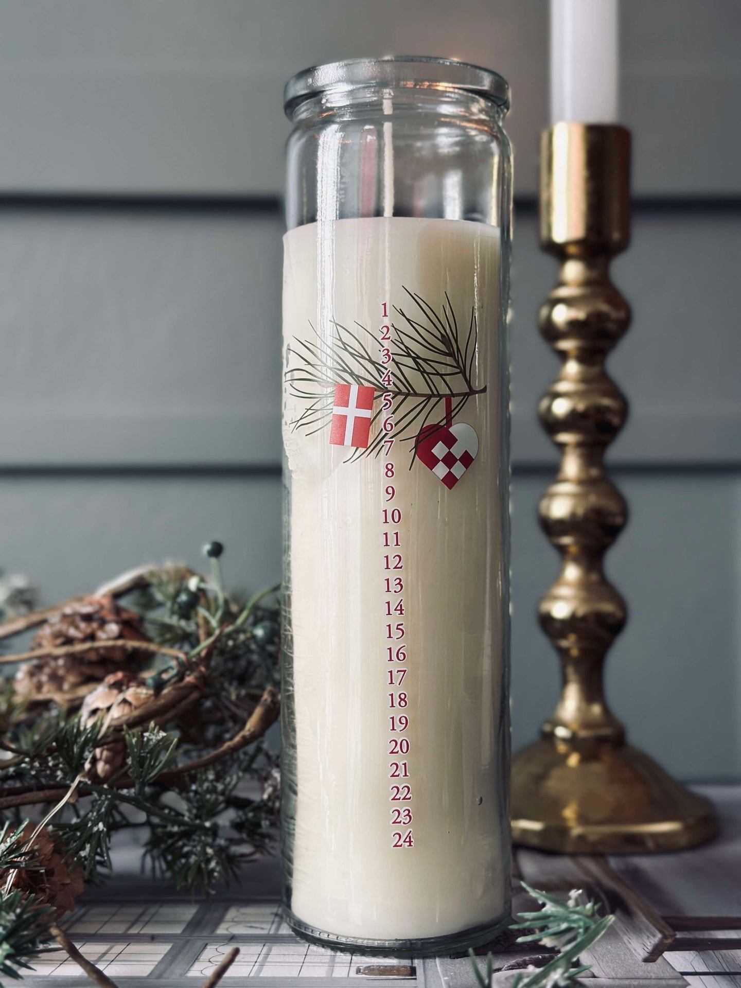 Kalenderkerze im Glas - Dansk Jul