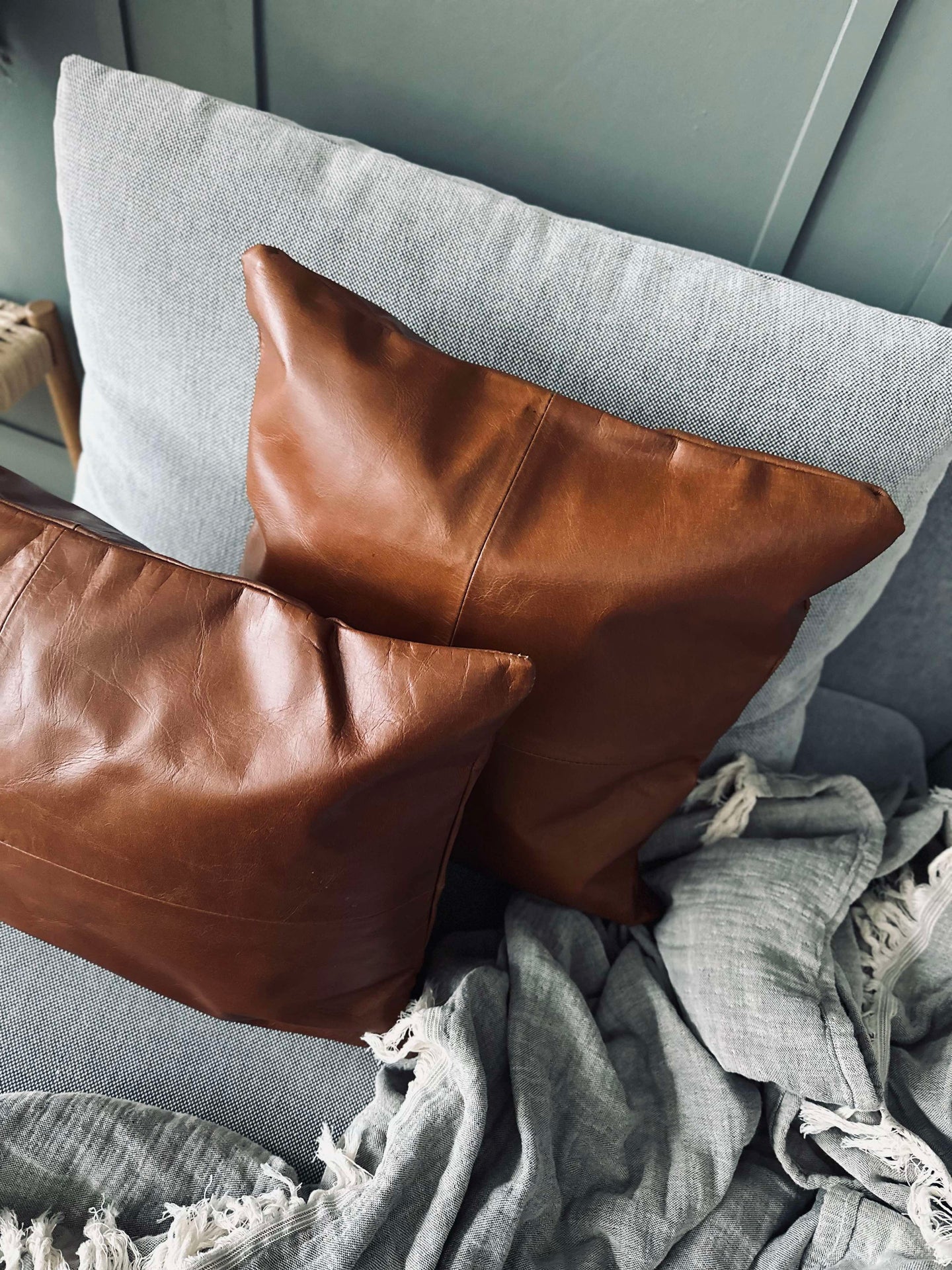 Kissenbezug Leder - Cognac 45x45