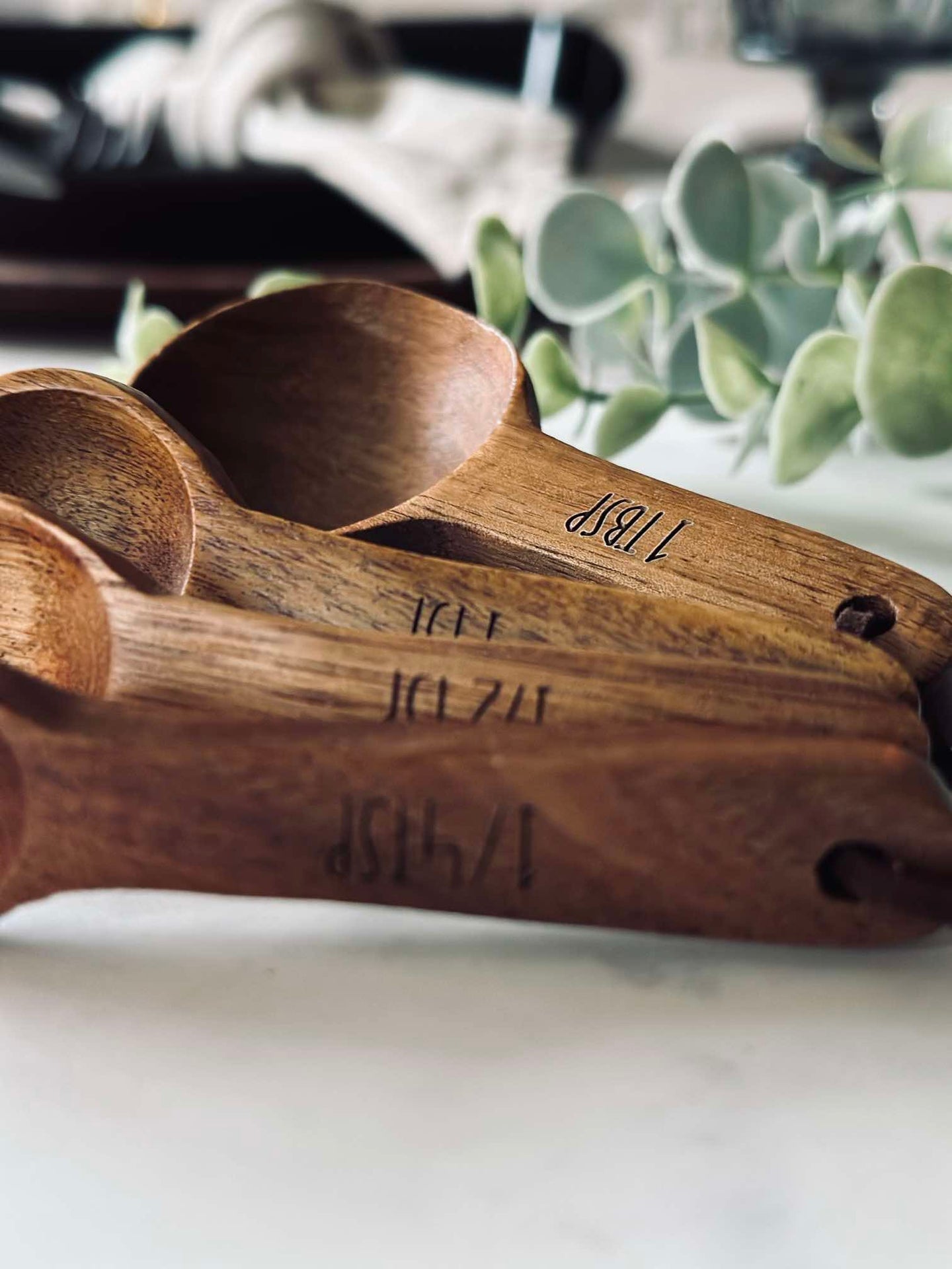 Messlöffel Akazie - Set mit 4 Stück.