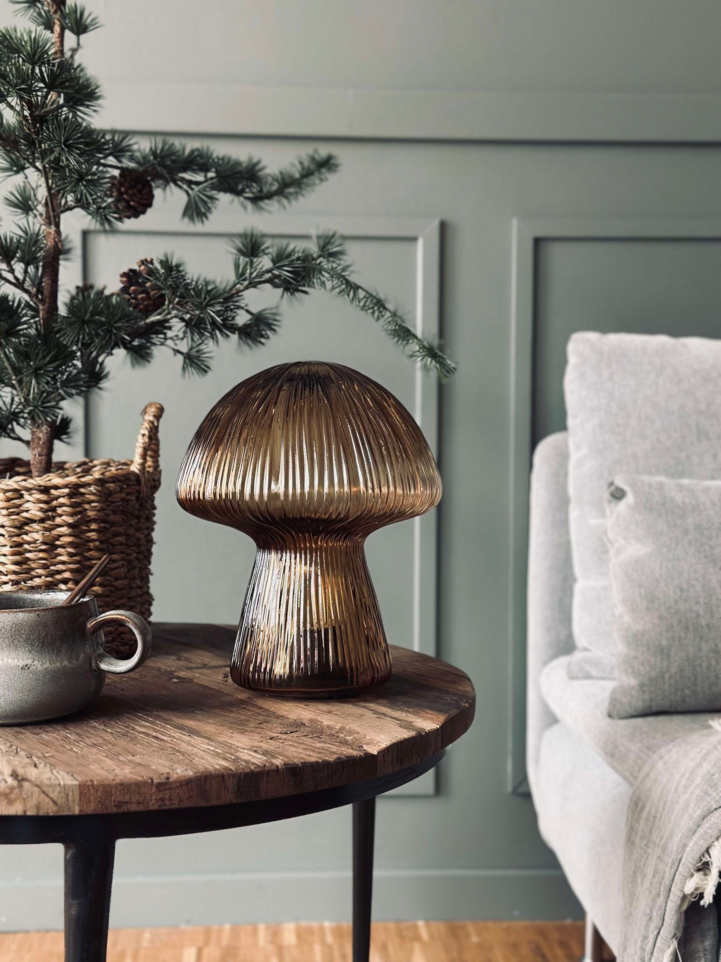 Mushroom mit Rillen 25 cm - Golden