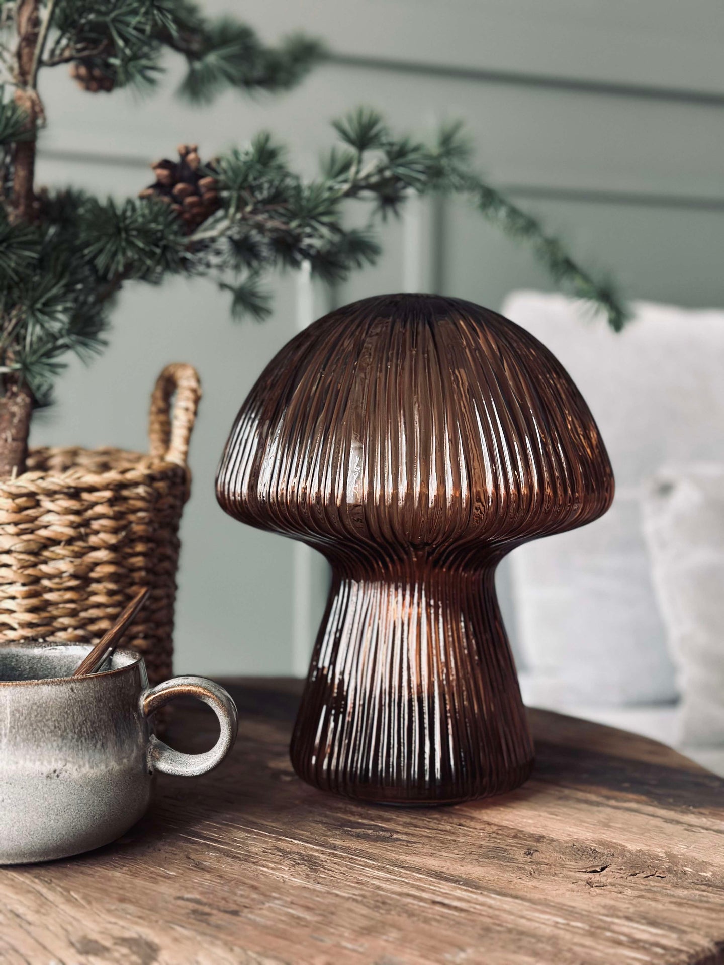 Mushroom mit Rillen 25cm - Braun