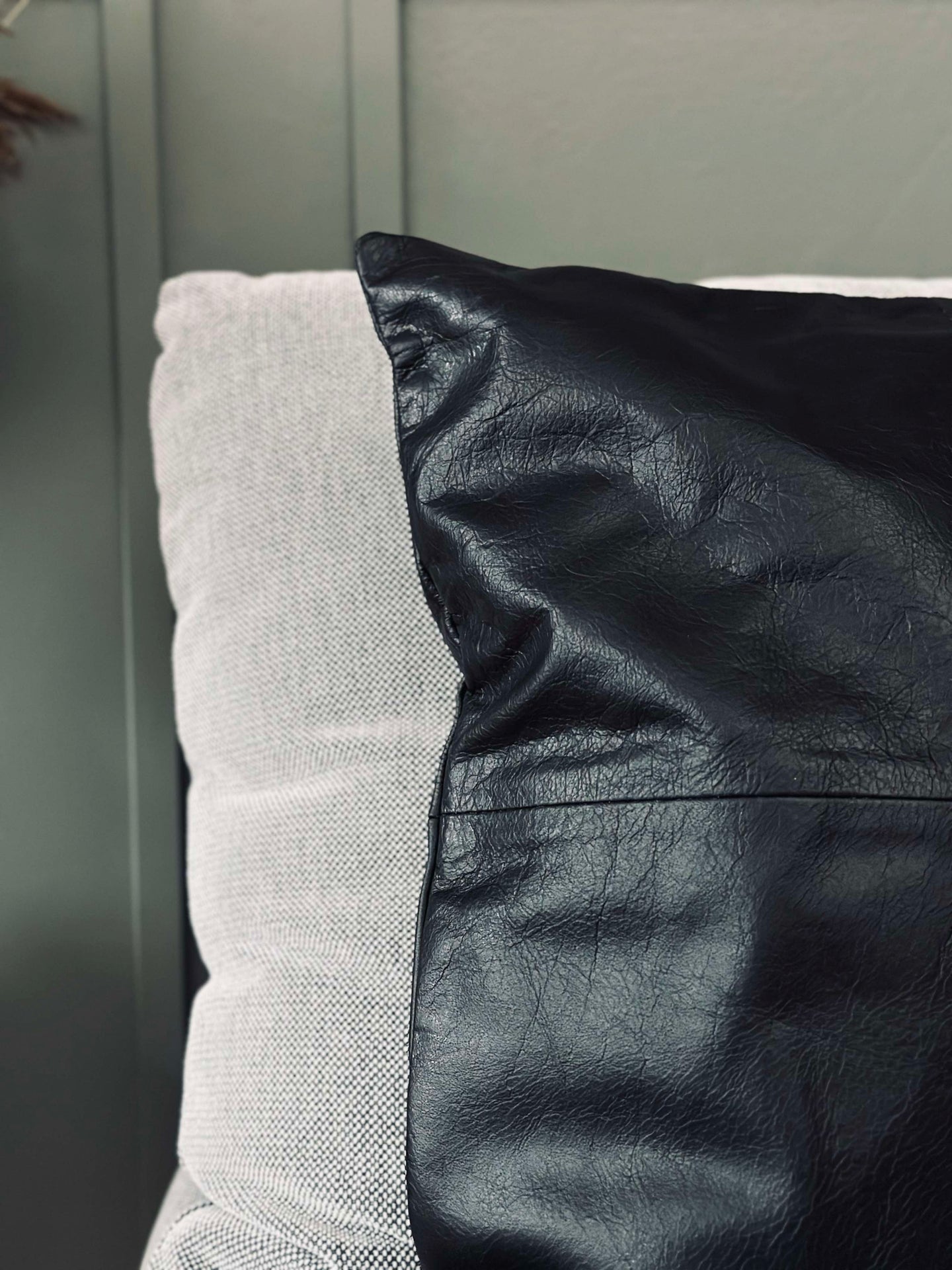 Kissenbezug Leder - Schwarz 45x45
