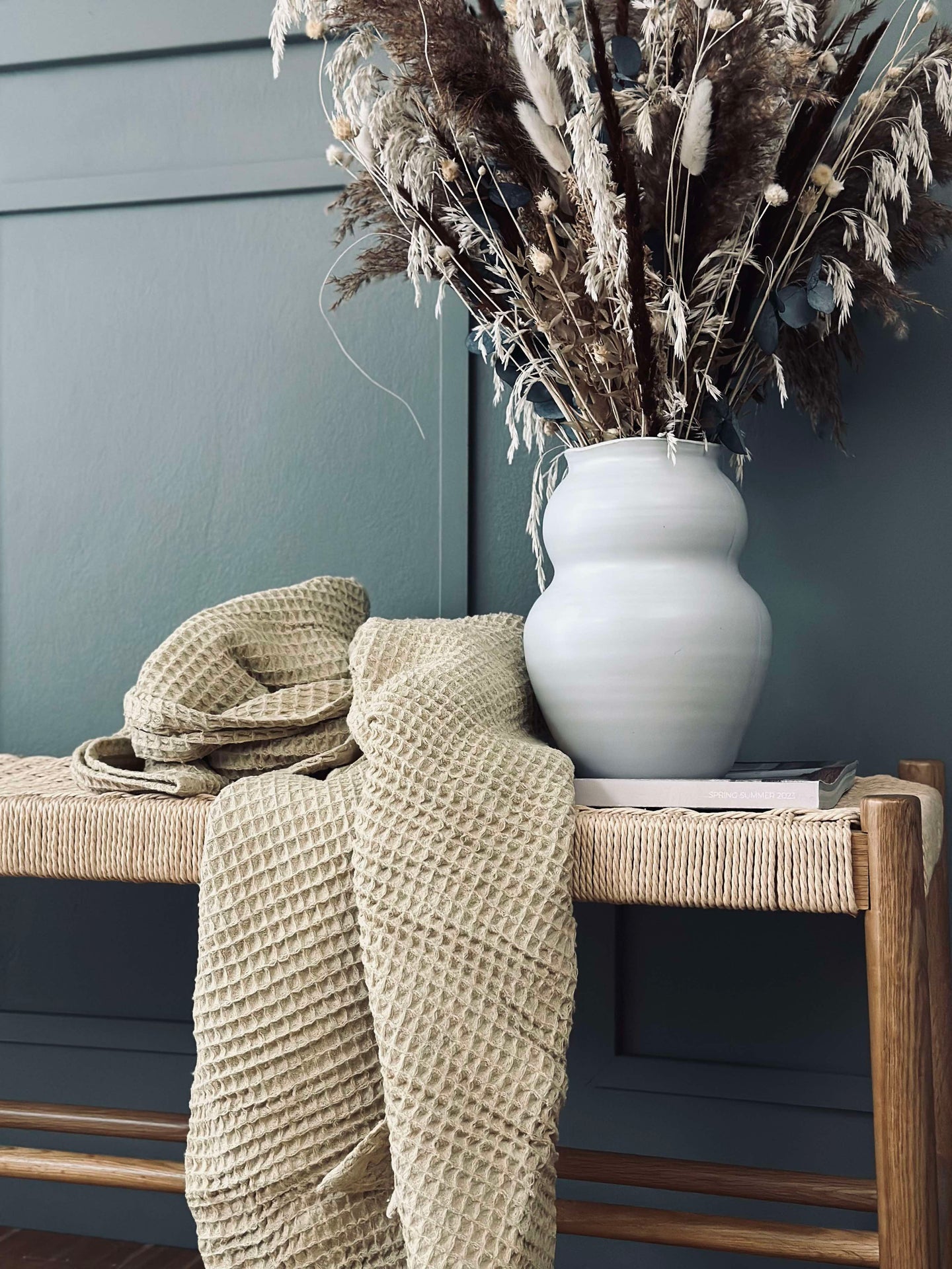 Plaid Stone-washed Waffelgewebte Baumwolle - Gelb