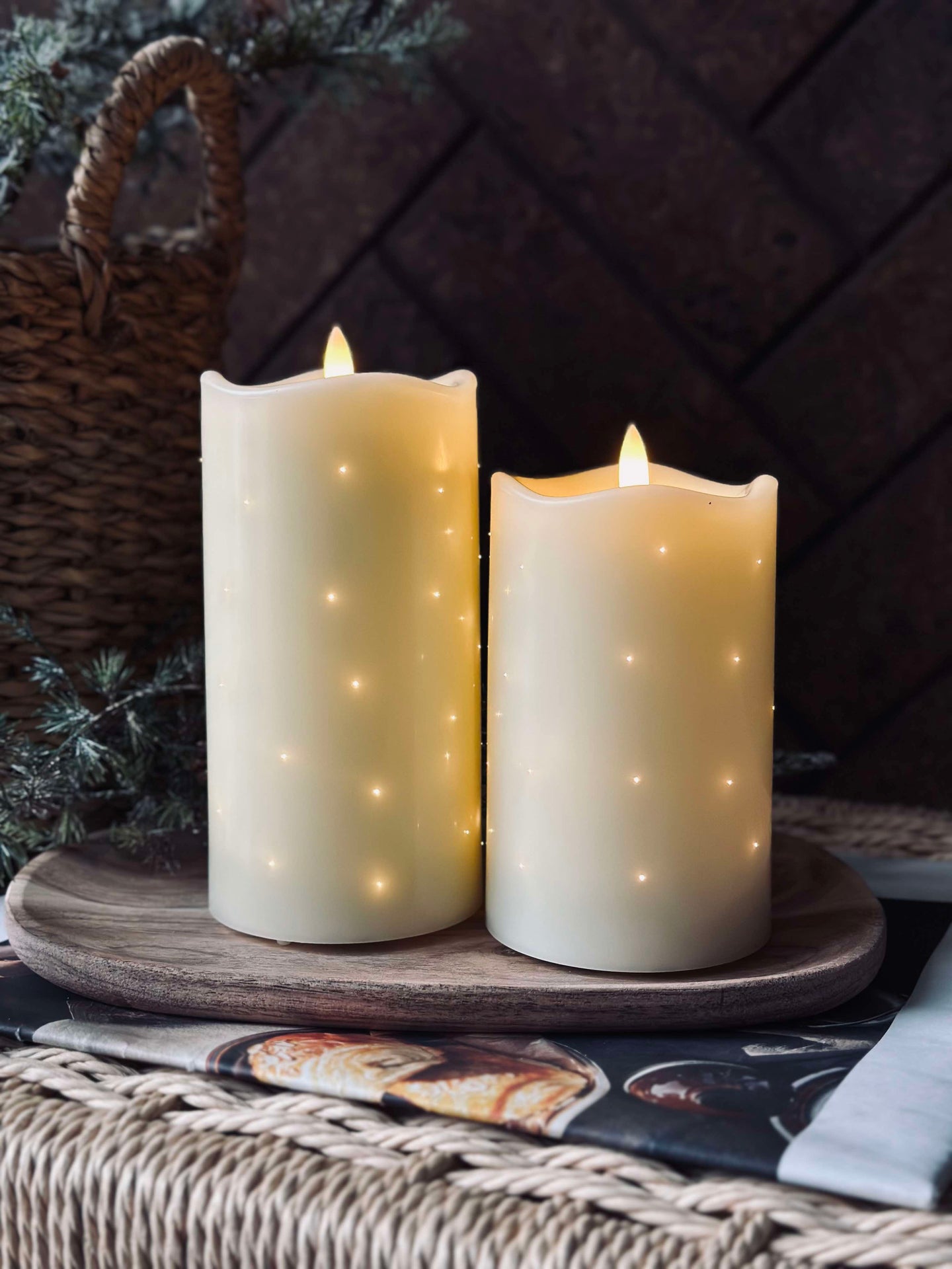 LED-Stumpenkerze Twinkle - 15 cm - Creme