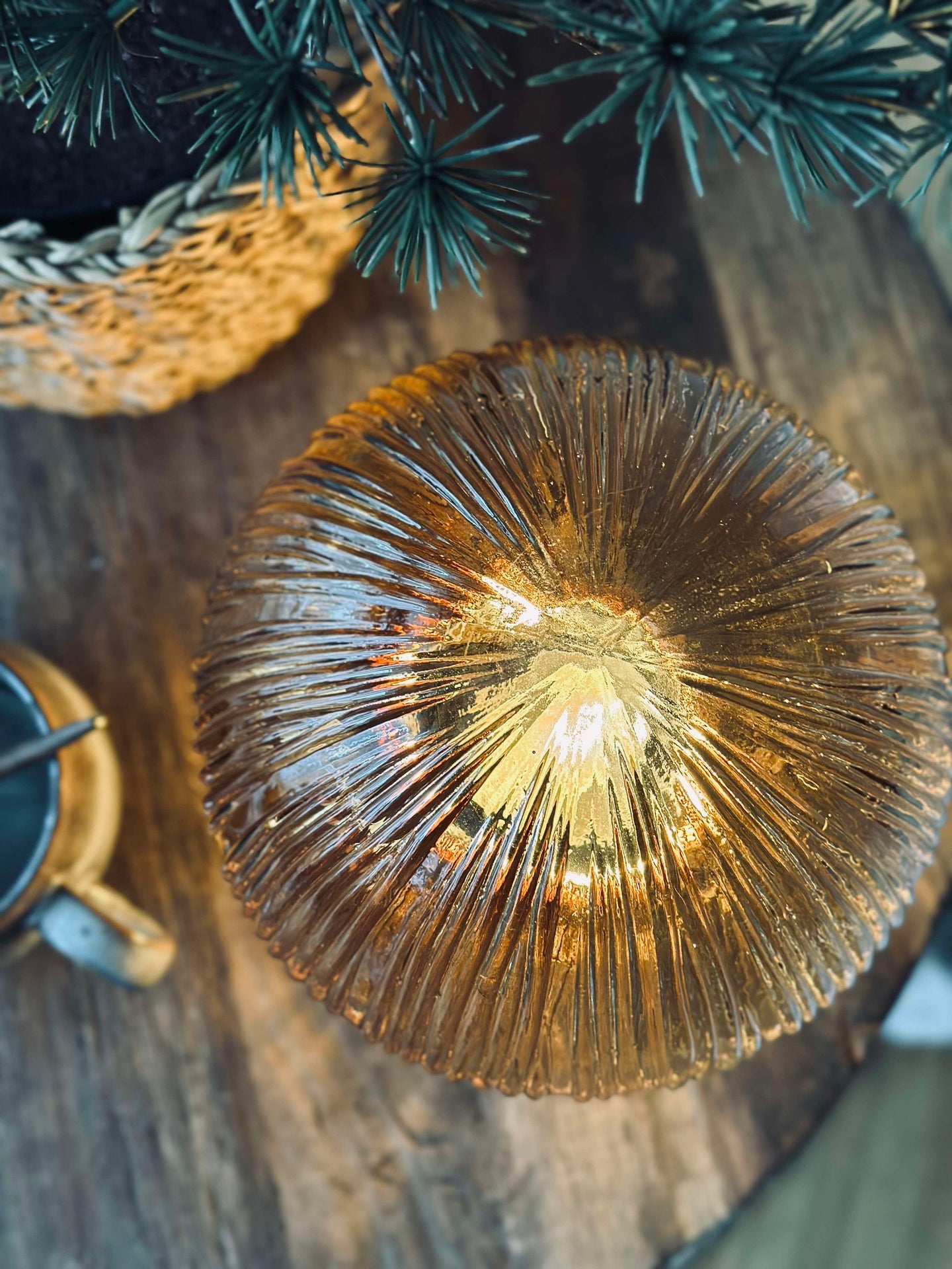 Mushroom mit Rillen 25 cm - Golden