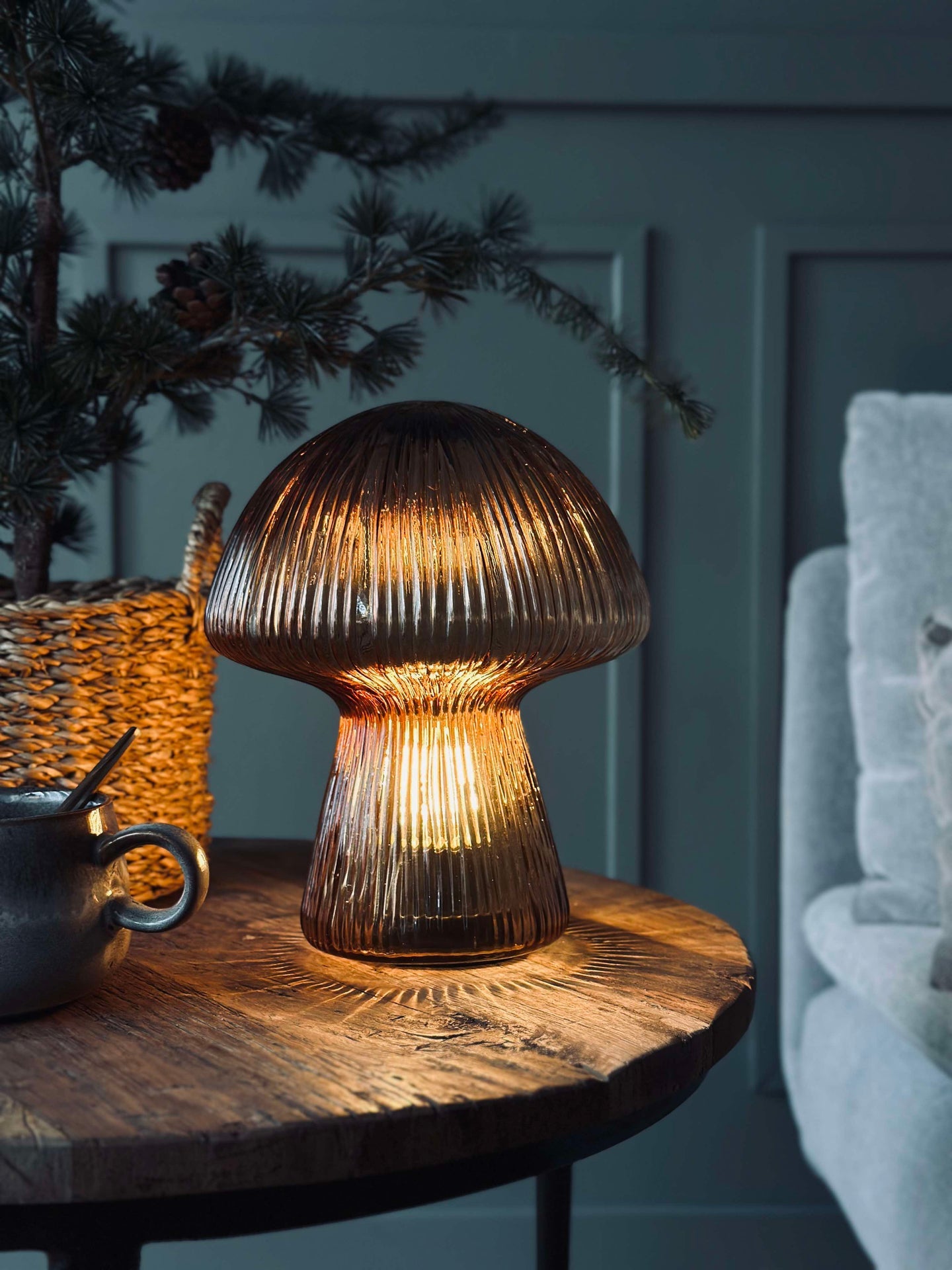 Mushroom mit Rillen 25 cm - Golden