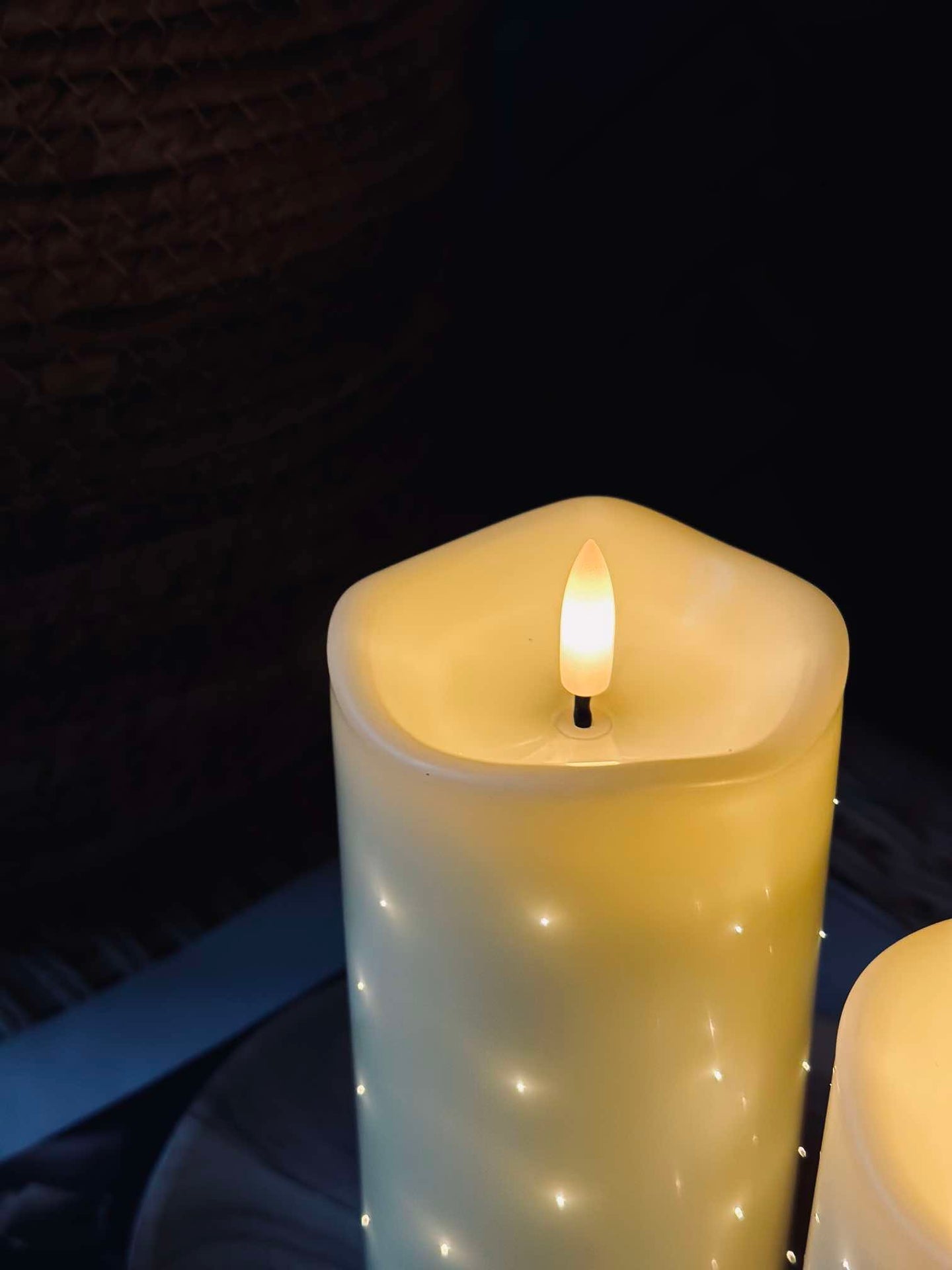 LED-Blockkerze Twinkle - 12,5 cm Creme